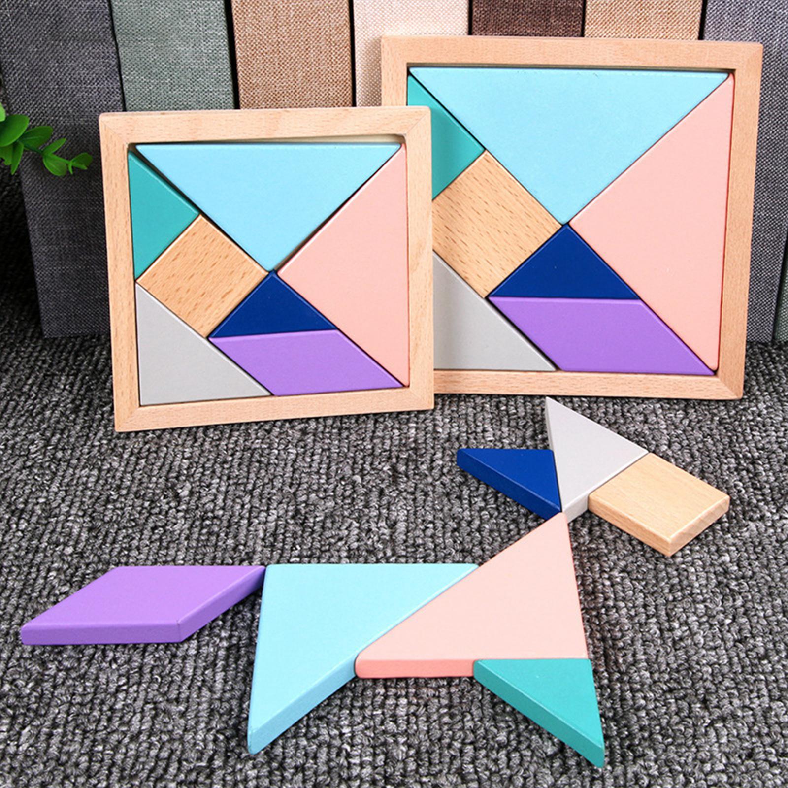 2pcs Montessori Wood Tangram Puzzle Preschool Learning Toy Gift