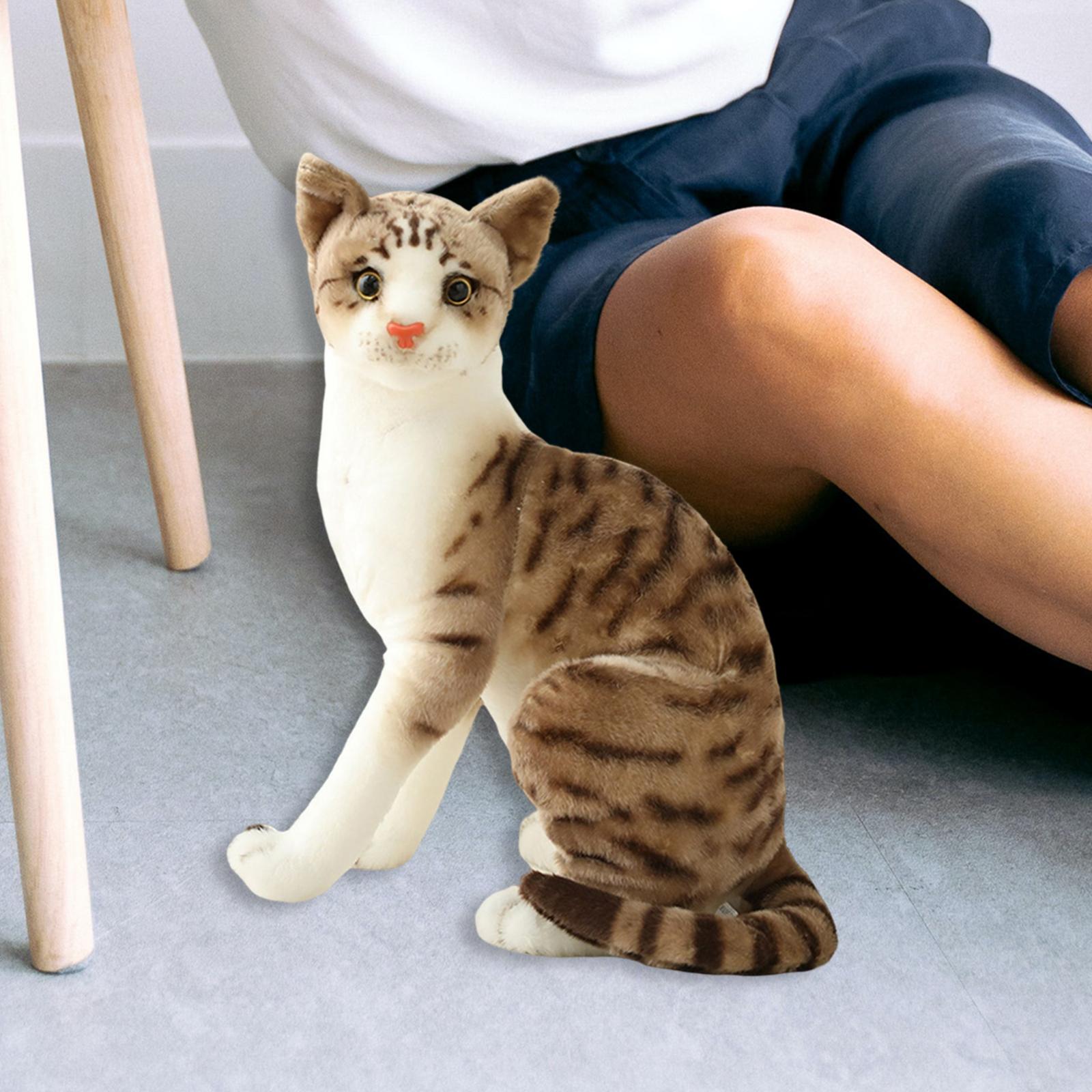 2pcs Simulation Cats Animal Plush Padding Stuffed Toy Birthday Gift Sitting