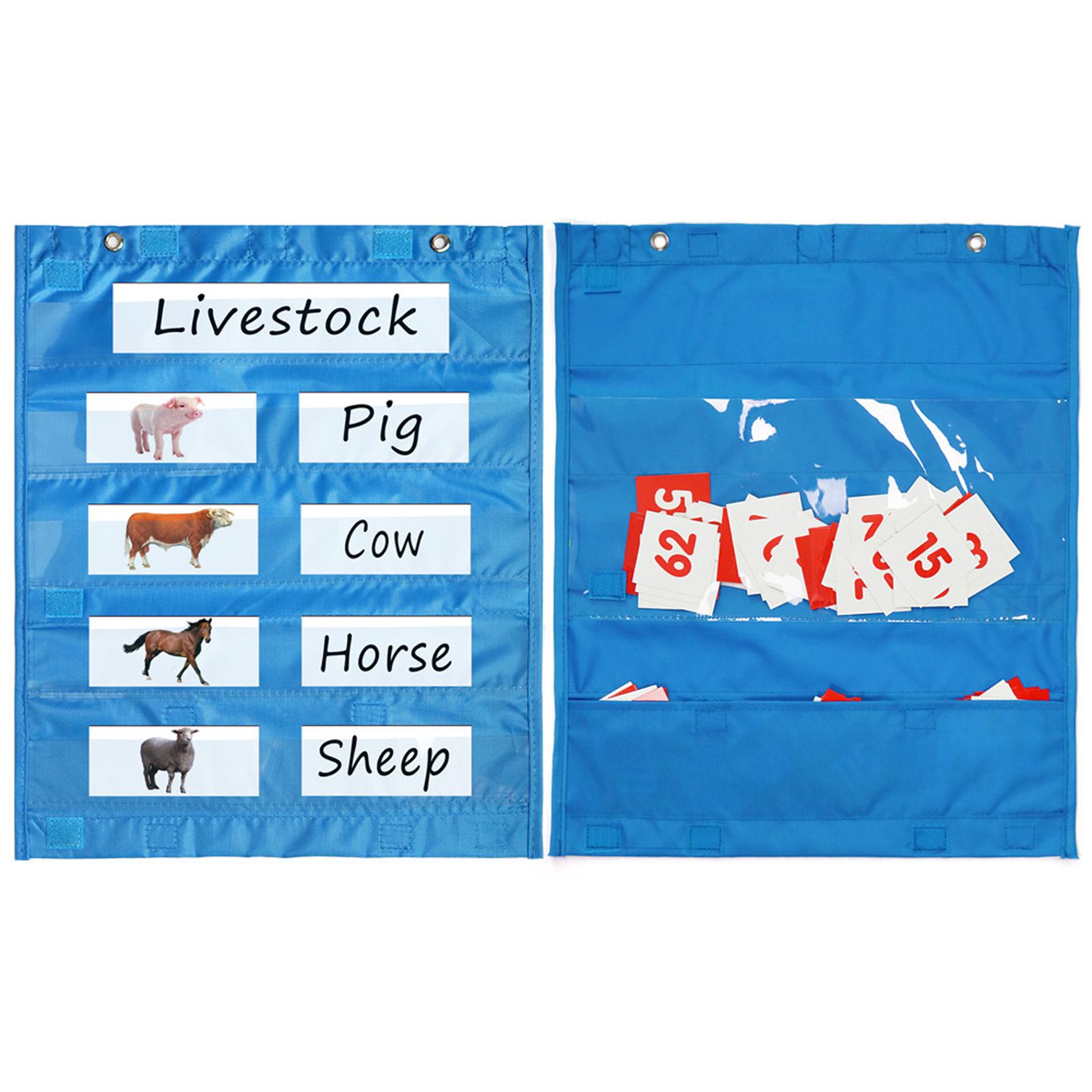 Magnetic Pocket Chart Teaching for Classroom Center Activities Homeschooling Blue