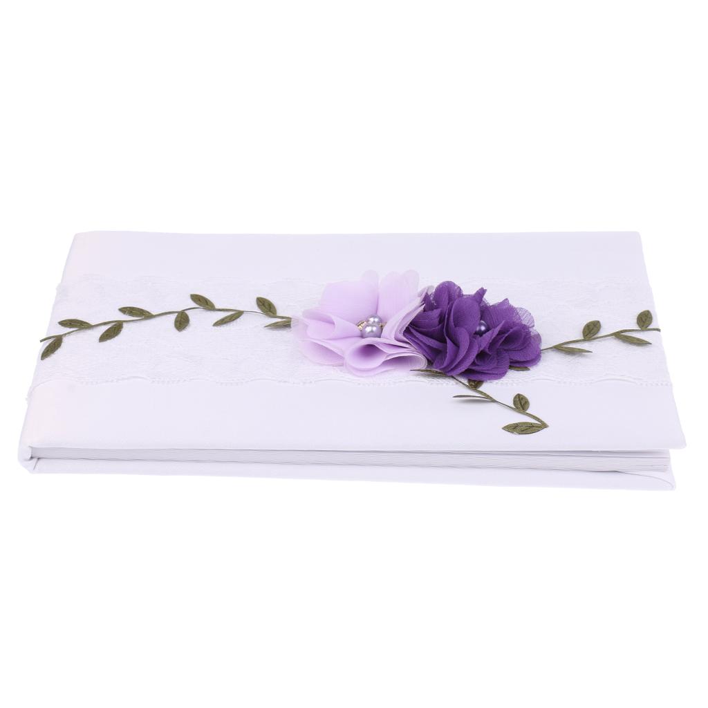 Wedding Guest Book Lace Flowers