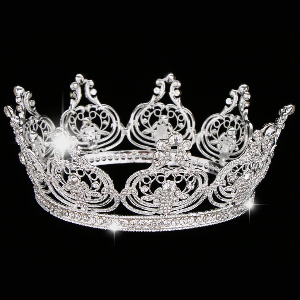 Women Girls Rhinestone Crystal Tiara Crown Wedding Hairband Accessory Silver