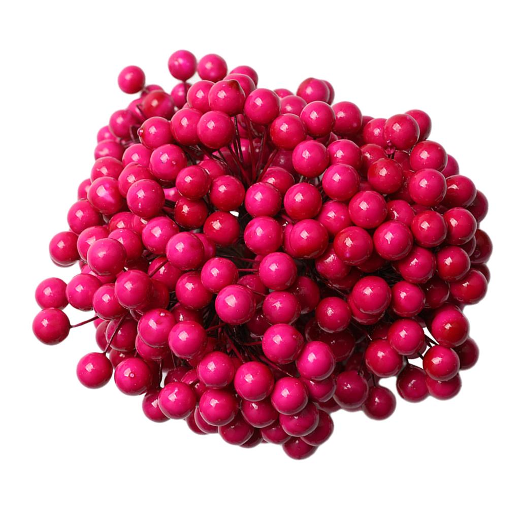 200Pcs Artificial Foam Berry Flower Wedding Bouquet DIY Handcraft Rose Red