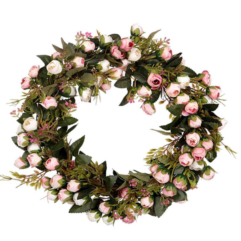 Artificial Rose Flower Garland Wreath Flower Ornament for Wedding Party Home