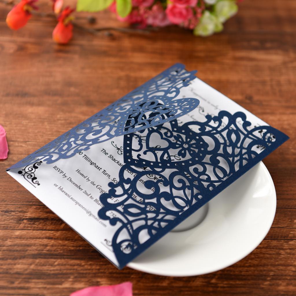 10 Set Wedding Lace Flower Invitations Card Hollow Invitation Greeting Card