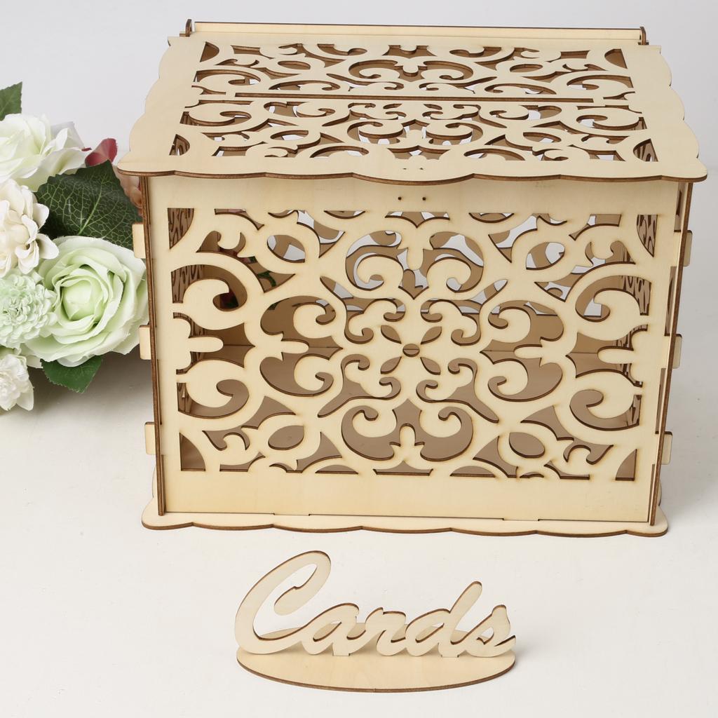 Hollow Out Wooden Wedding Card Box DIY Holiday Party Supplies Ornaments I