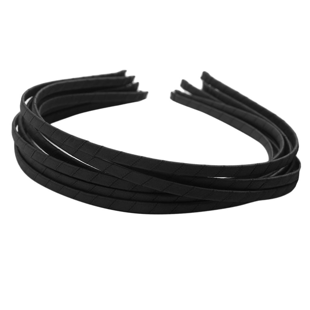 10Pcs Alice Band Headband Satin Wrapped Hair Hoop Thin Hair Band Black