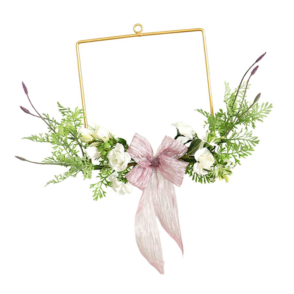 Artificial Flowers Metal Hoop Wreath Hanging Garland Wedding Home Square
