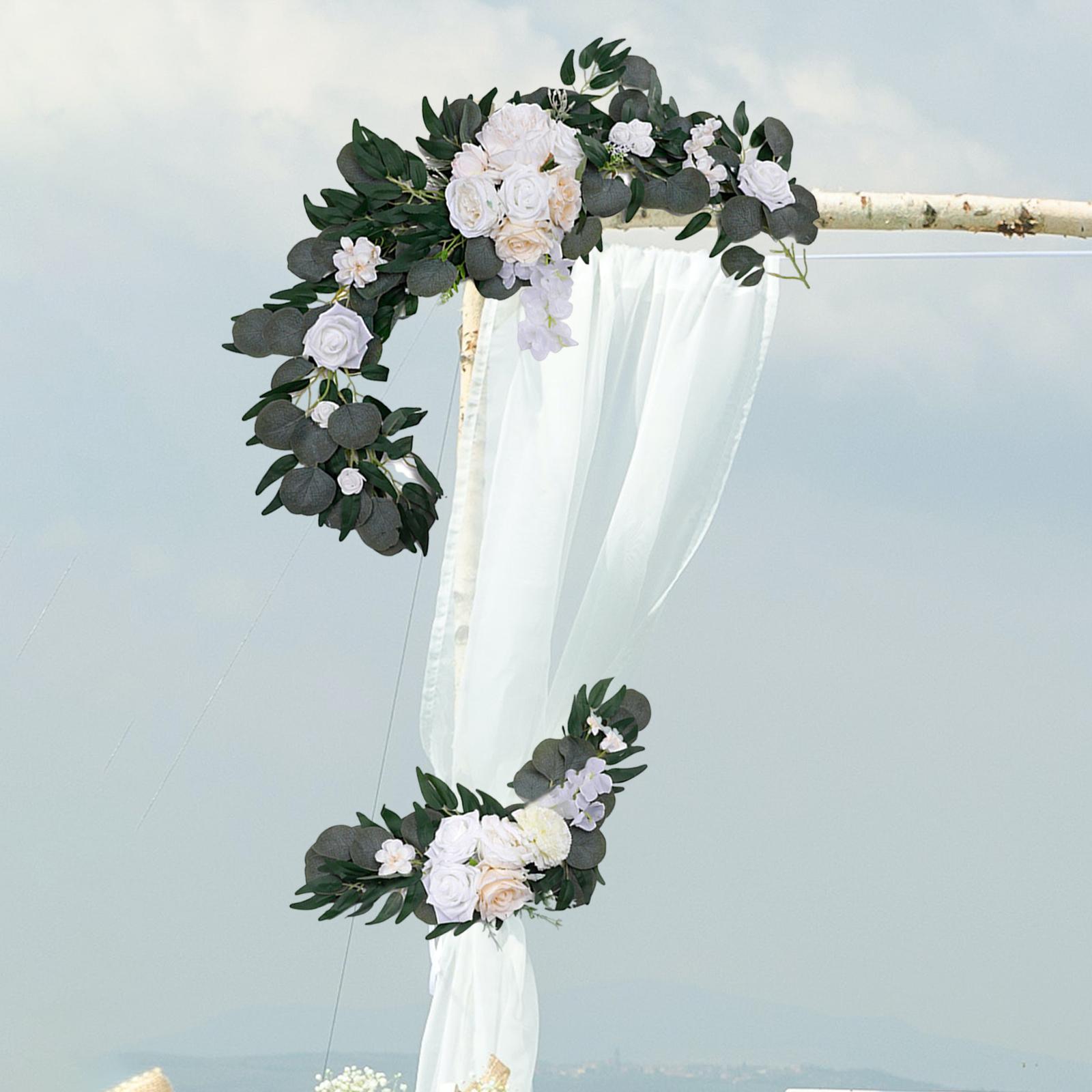 2Pcs Flower Swag Wedding Ceremony Rustic Wreath for Ornament Reception Champagne