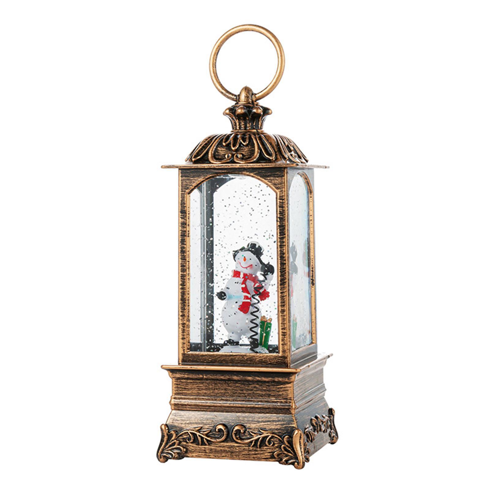 Christmas Snow Globe Romantic Christmas Lantern for Holiday Bookcase Bedside Snowman