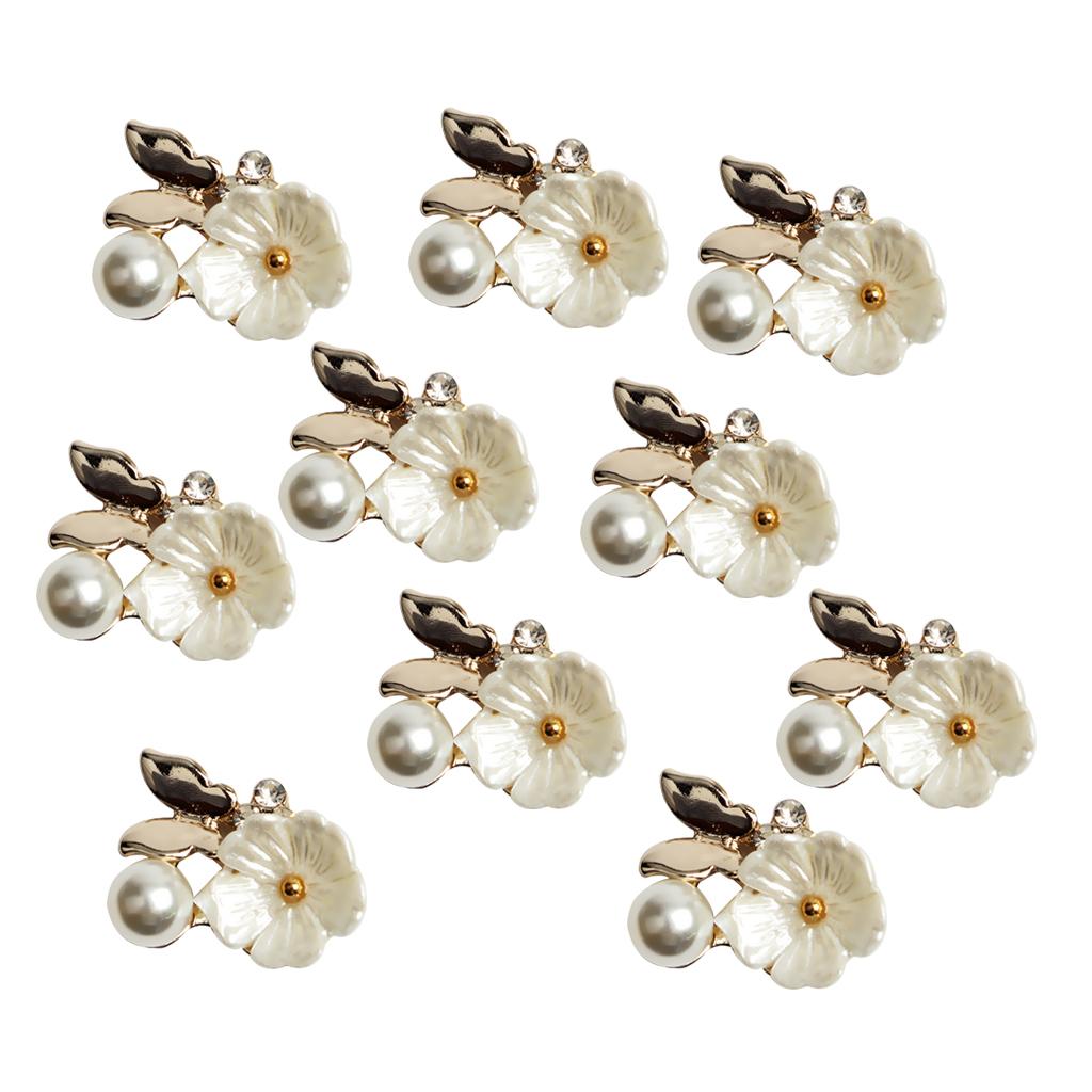 2x10 Pieces Flatback Pearl Flower DIY Scrapbooking Embellishment  beige