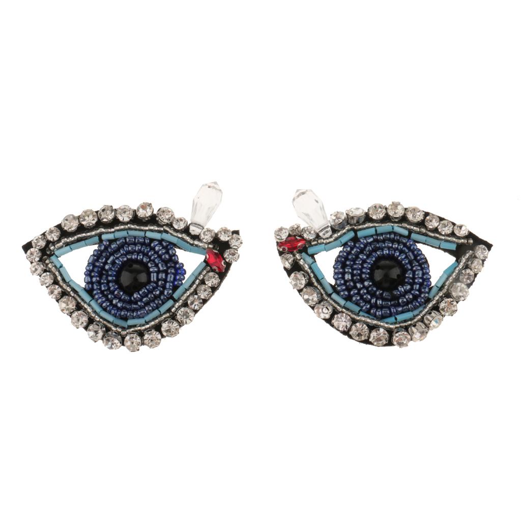 Beaded Eyes Rhinestone Applique Patch
