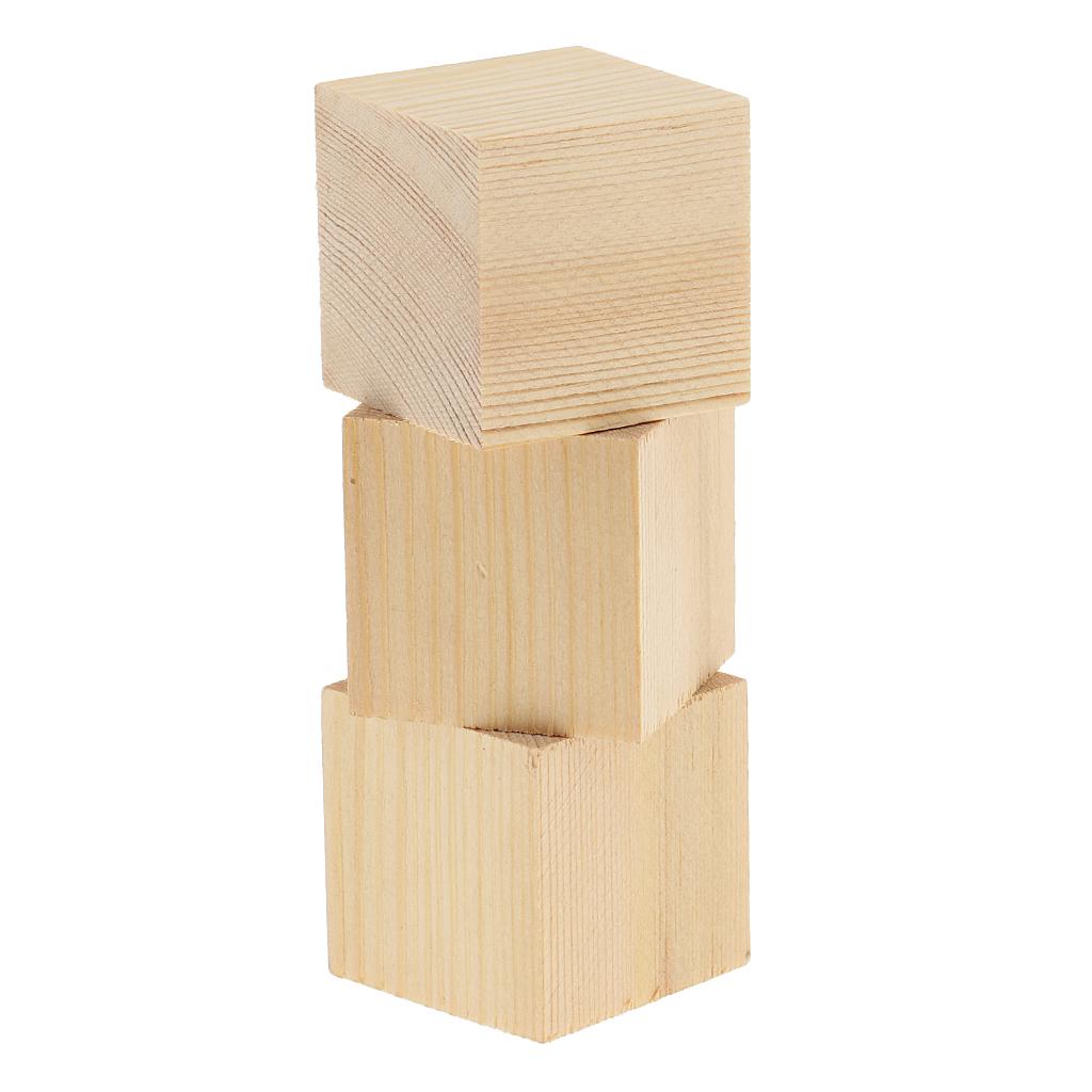 10 Stück Platz Balsaholz Blöcke Holzblöcke Puzzle Holzwürfel Bastelholz DIY 