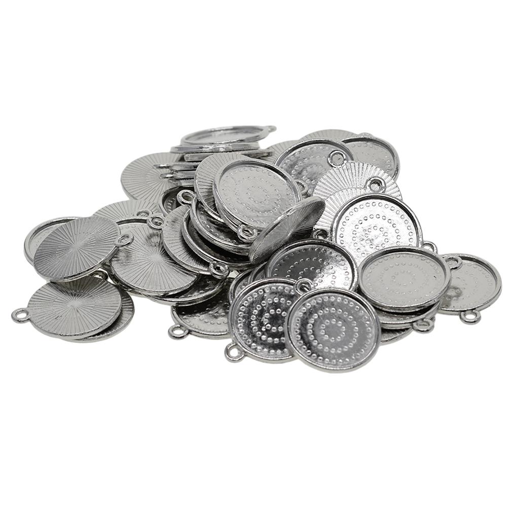 50x 18mm Round Pendant Blank Cabochon Base Setting Trays DIY Jewelry Making