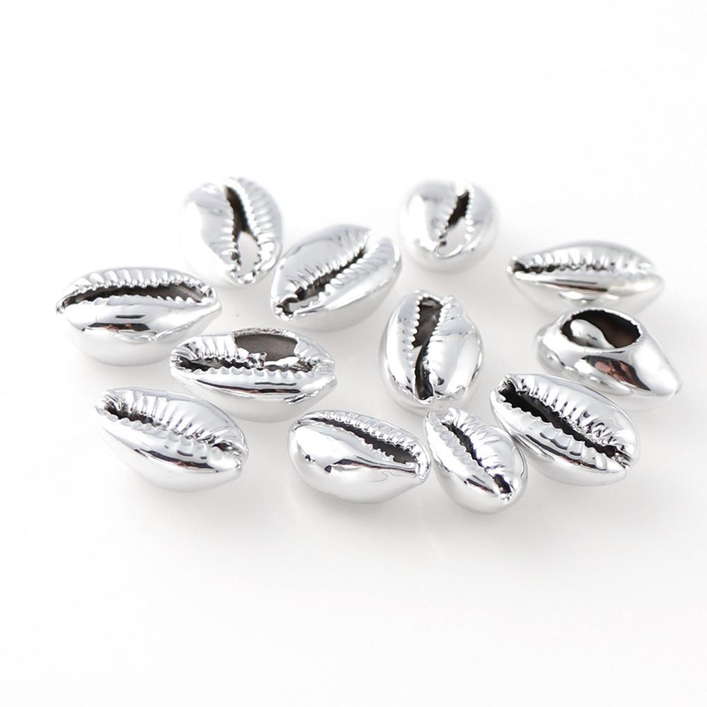 20pcs electroplated natural shell conch beads for jewelry making  Silver 