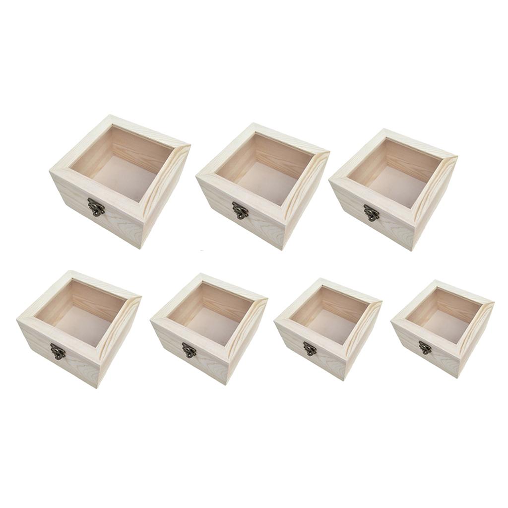 2Pcs Square Wooden Container Dispaly Organizer Unfinished for Pendants