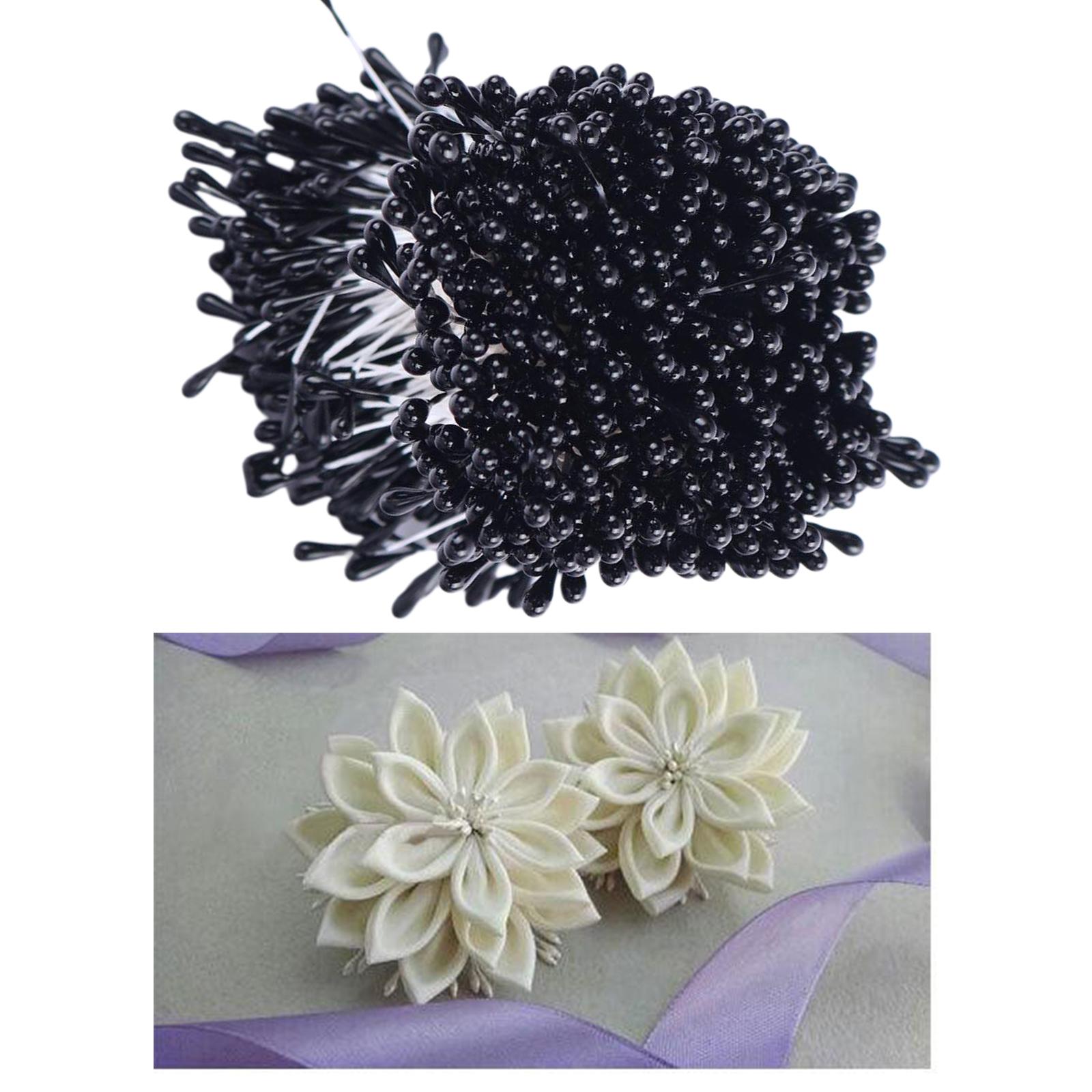 1800Pcs Artificial Flower Stamen Double Head Floral Craft DIY- 3mm Black
