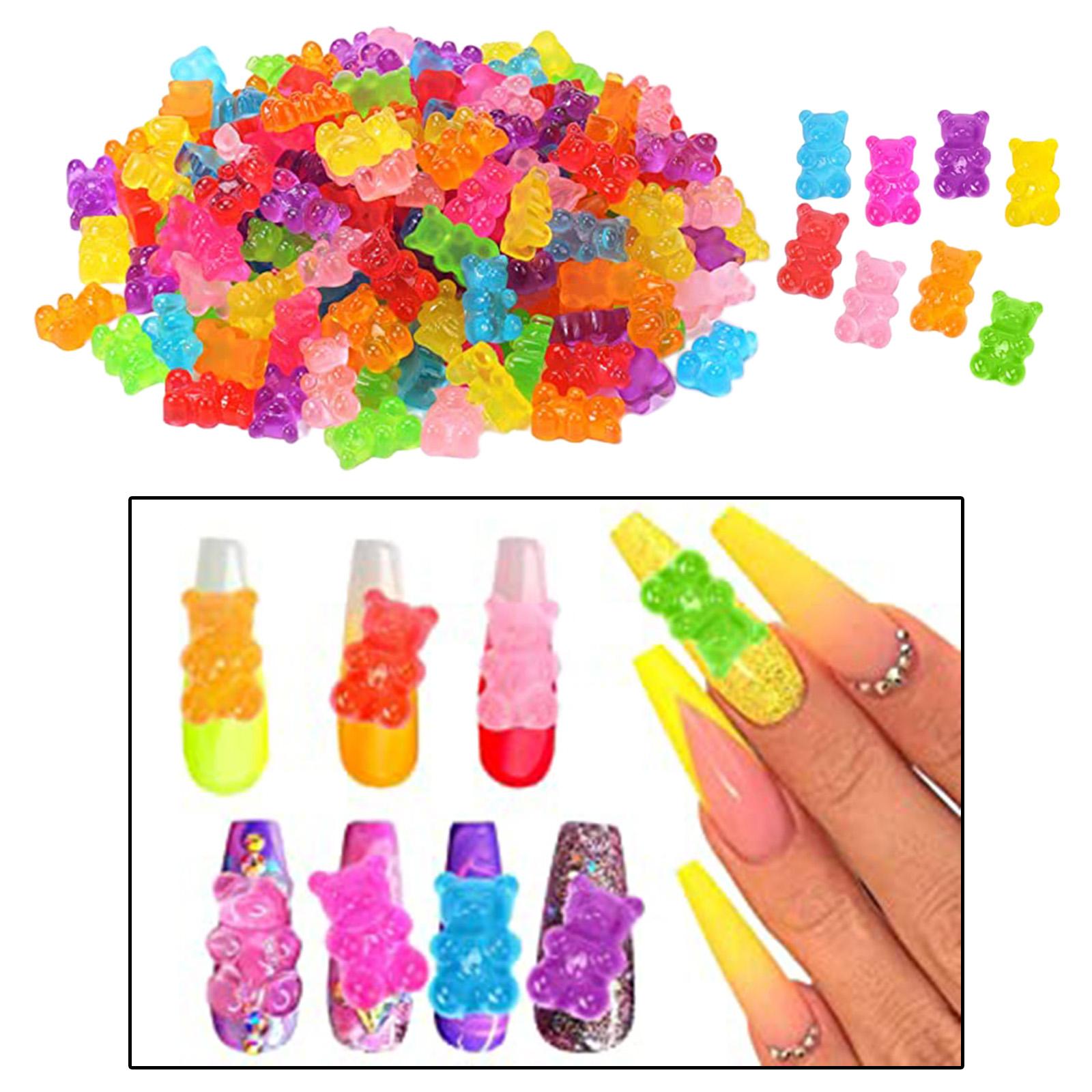 50 Pieces Gummy Bear Charms 8 Colors DIY Supplies for Nail Art Children