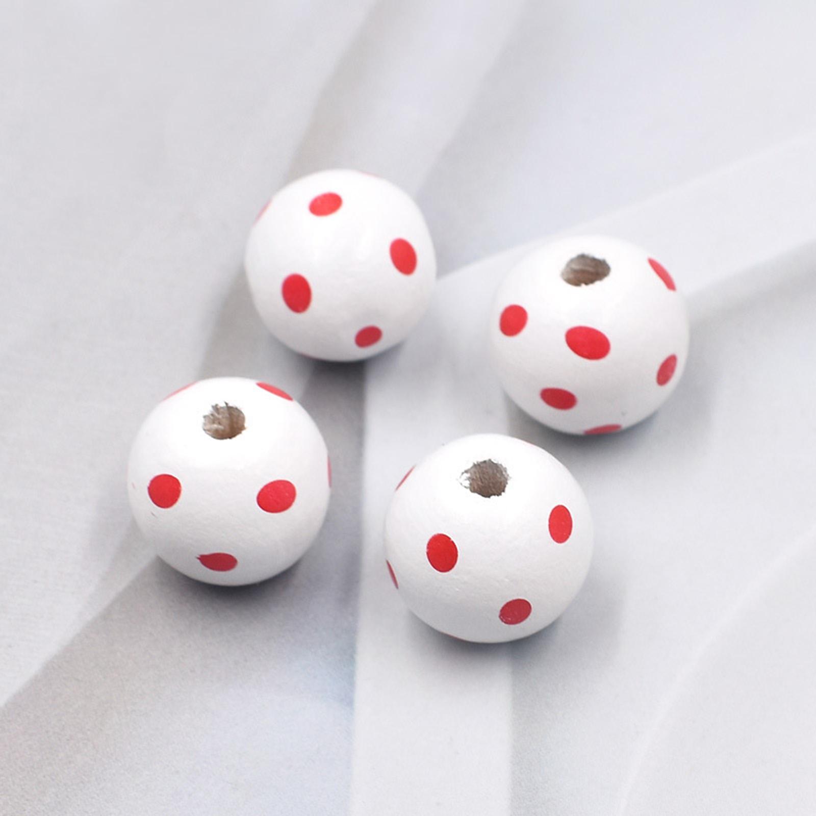 60 Pieces 16mm Wood Polka Dot Round Beads for Jewelry Making Mix Supplies