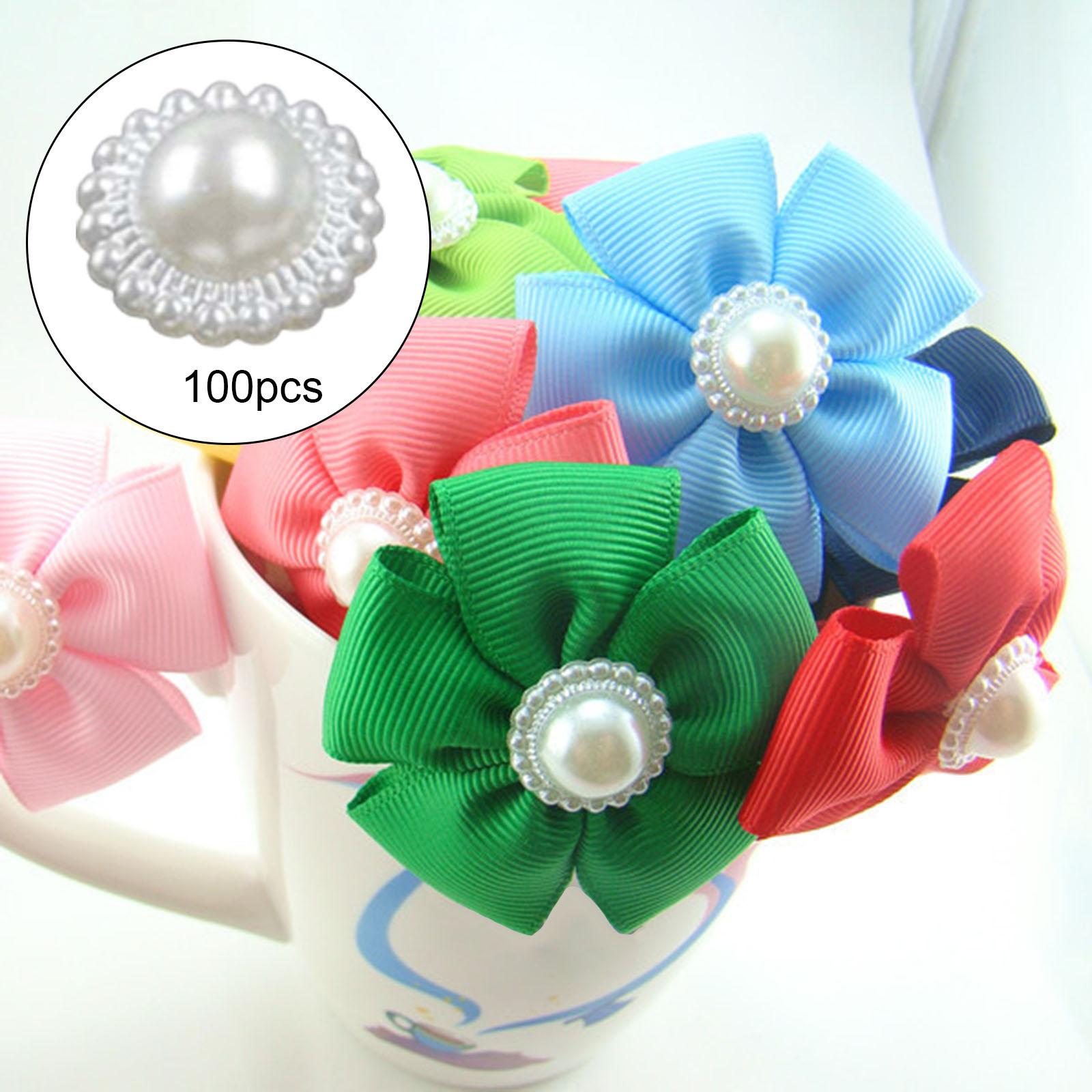 Pearl Buttons Rhinestone Flatback Cabochon DIY Craft for Dress Wedding 12mm