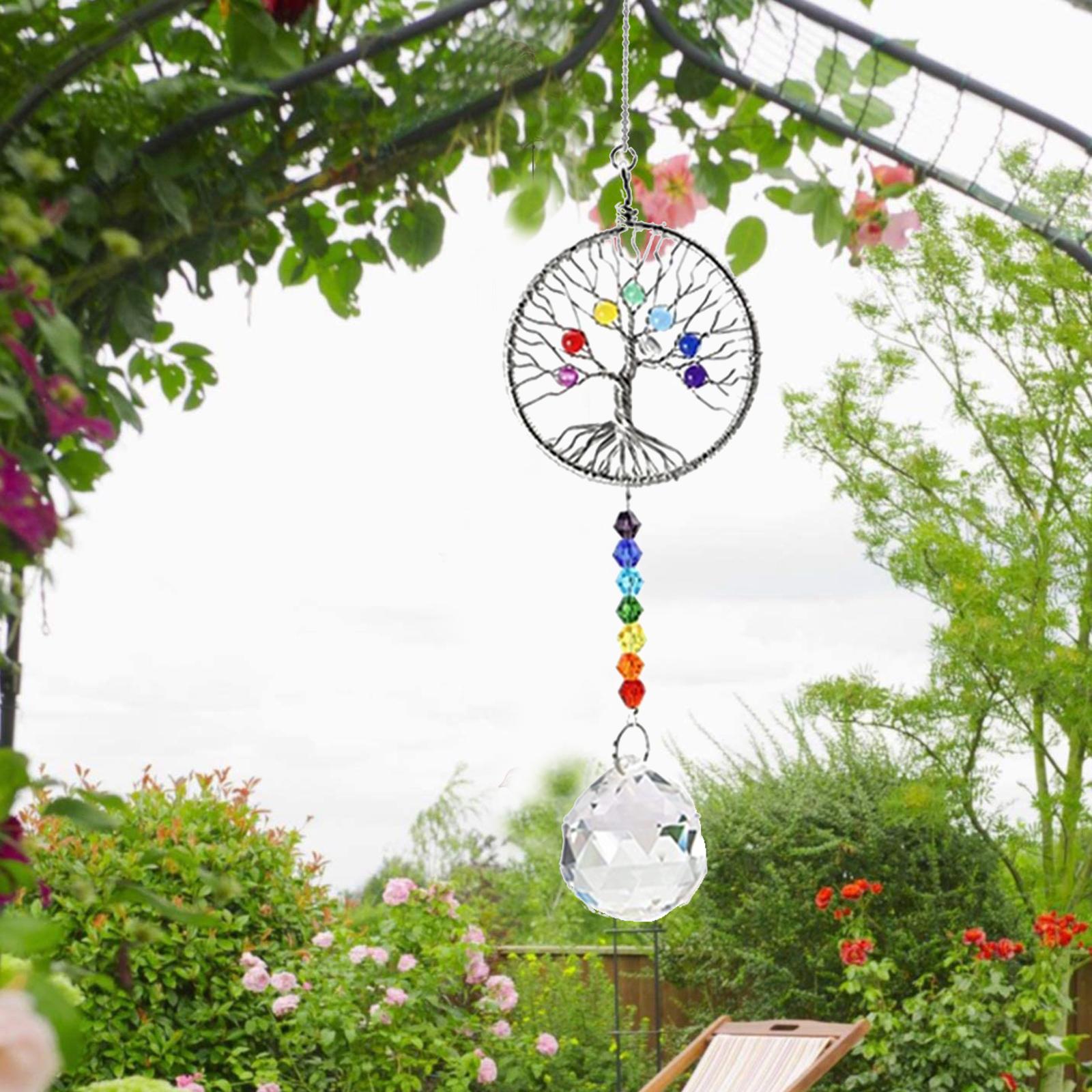 Handmade  Crystal Ball Prisms Hanging Ornaments White Tree of Life