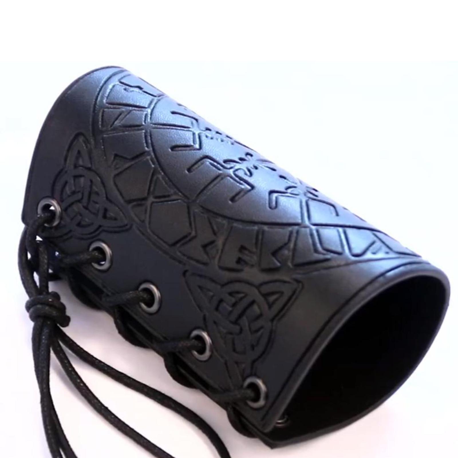 Medieval Arm Bracers Adjustable Strap for Party Medieval Event Cosplay Black