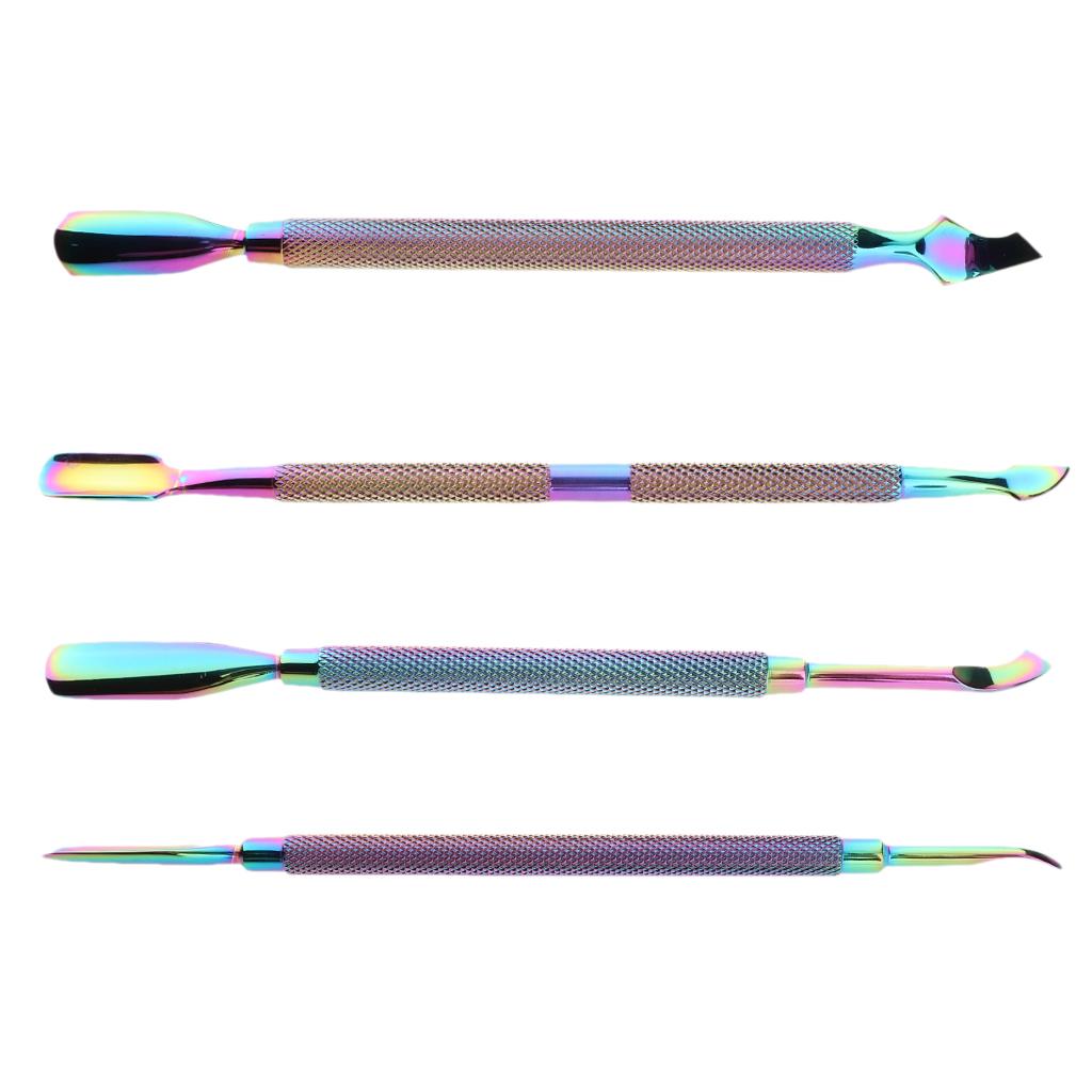 Stainless Steel 2 Head Cuticle Nail Pusher Trimmer Remover Manicure Tools 01