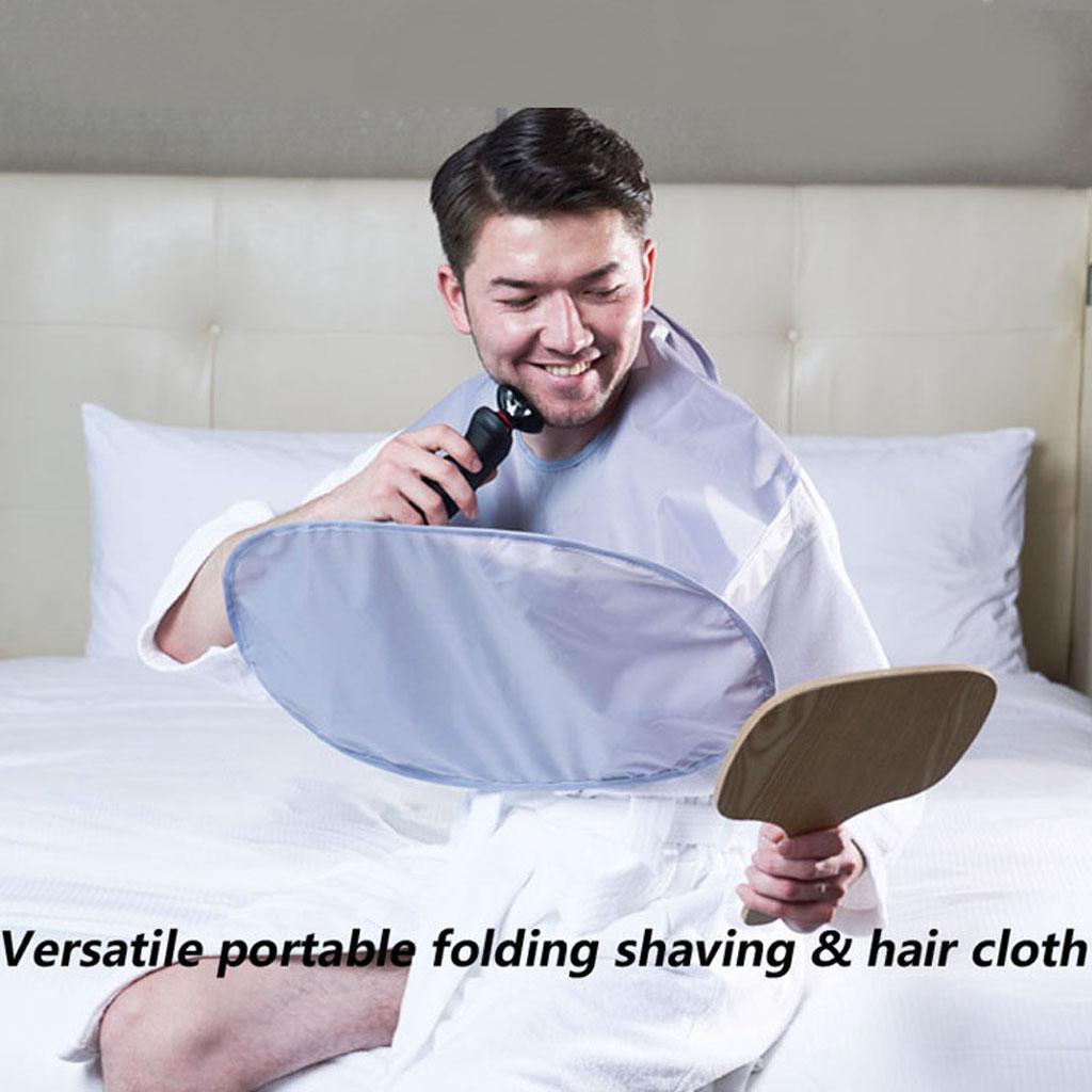 Folding Beard Hair Catcher Barber Hair Shaving Cutting Cape Apron Bib Gray