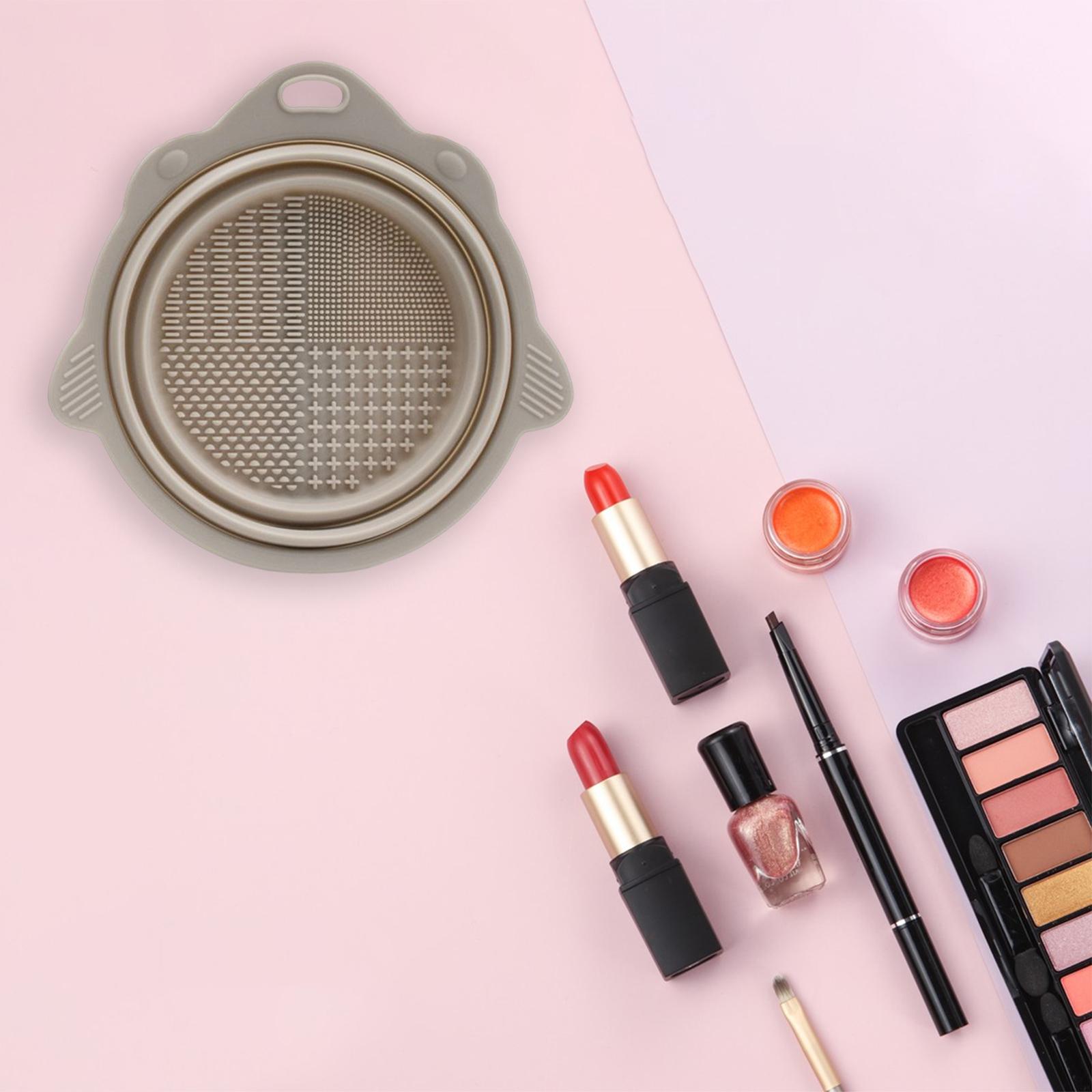 Silicone Makeup Brush Cleaning Mats Scrubber Compact for Cleaner grey