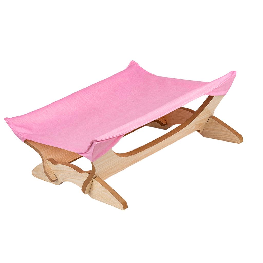 Four-pointed Cat Wooden Perch Hammock Cat Sleeping Bed Nest Pink