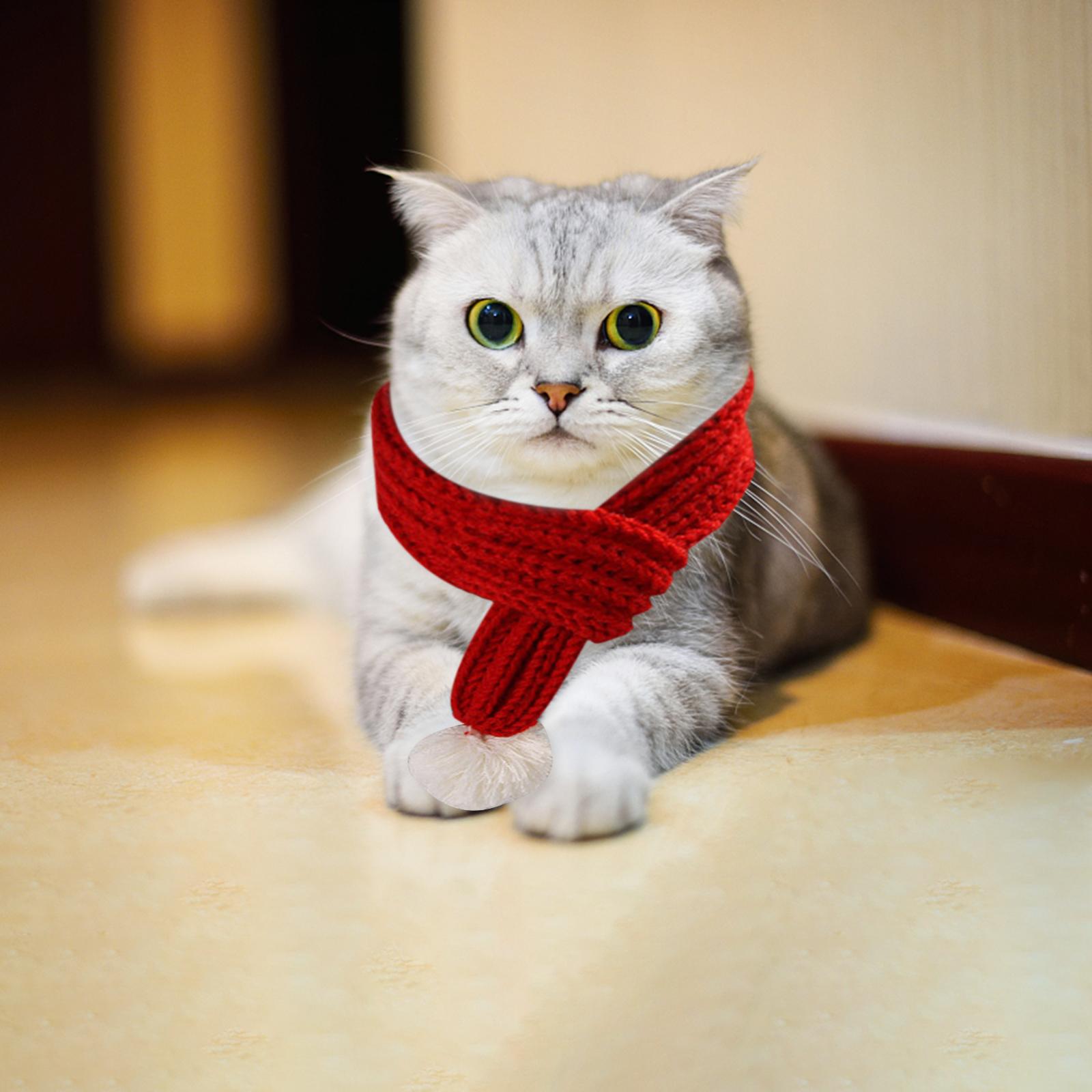 Pet Knit Scarf Christmas Puppy Dog Cat Grooming Collar Neckerchief Red S