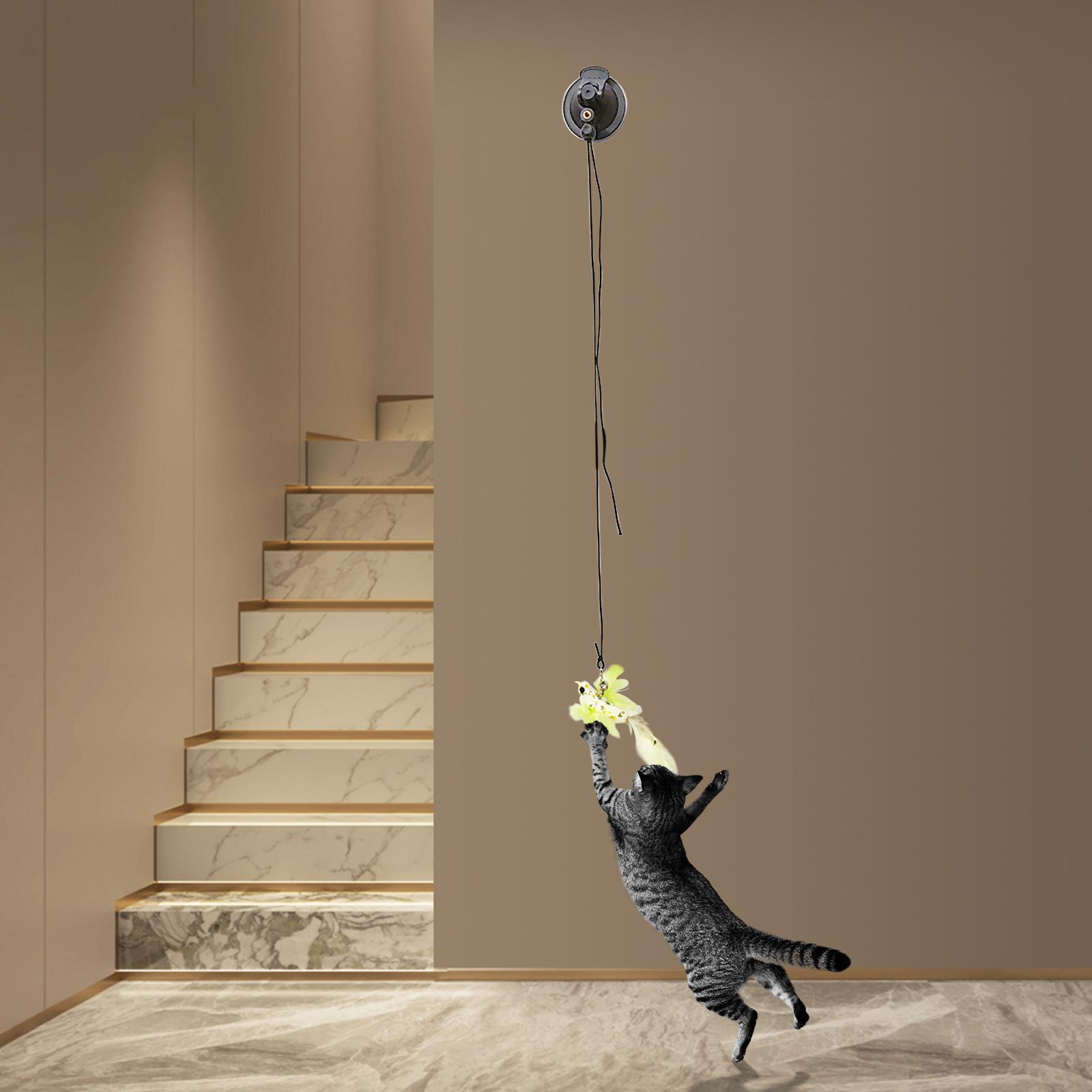 Interactive Cat Toys Teaser Stick Cat Feather Wand Toy Yellow Canary