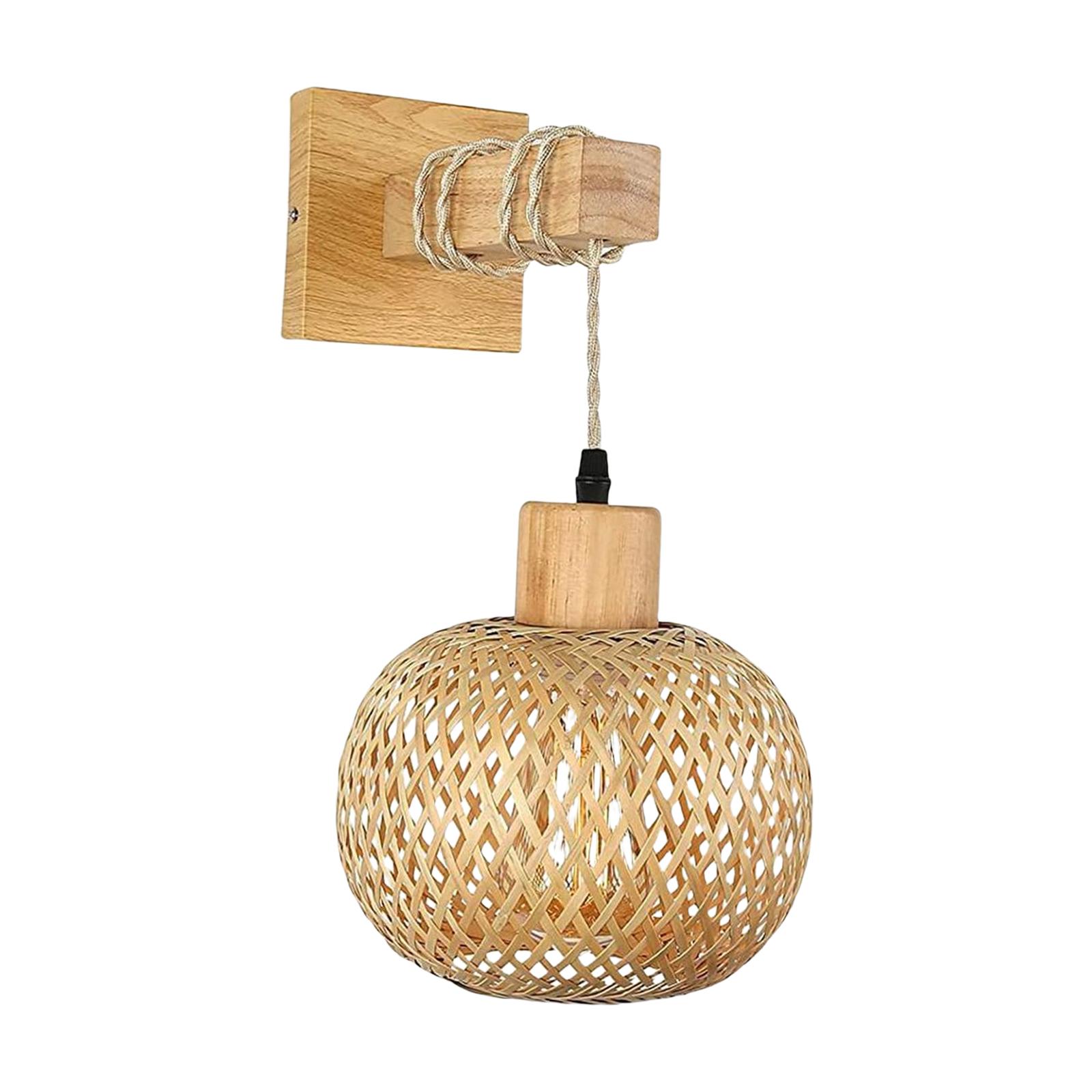 Rattan Wall Sconce Wall Lighting Farmhouse for Bedroom Bedside Kitchen