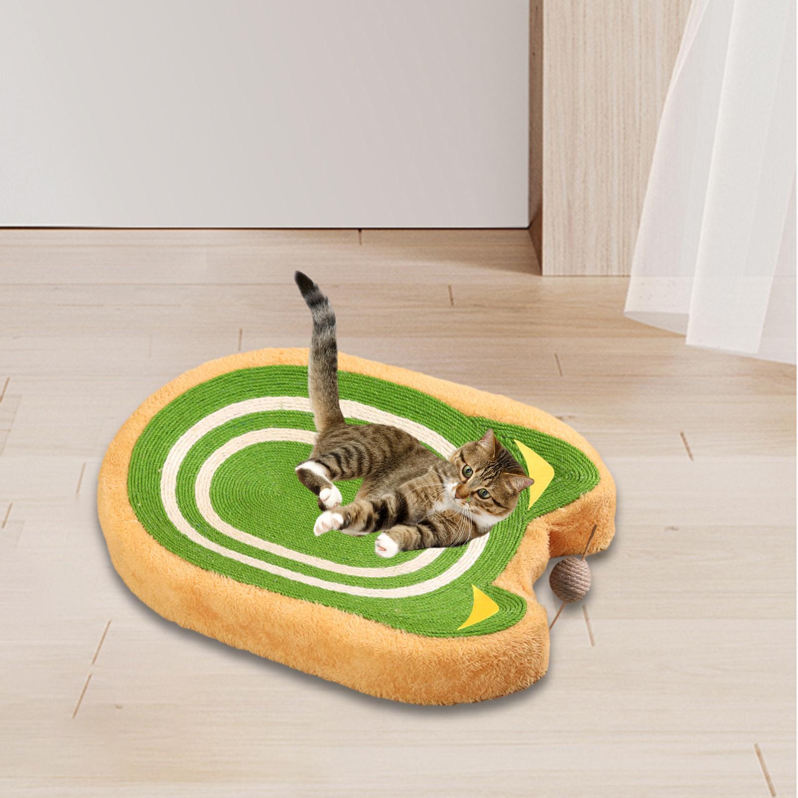 Oval Cat Scratch Pad Furniture Protection Interactive Toys Cat Cardboard Bed Green