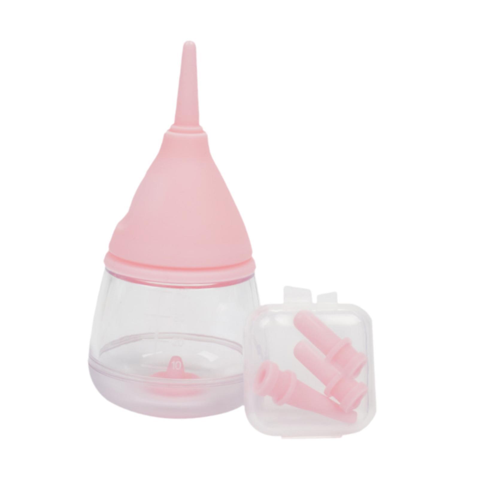 Kitten Bottle Feeding Kit Replaceable Nipples Anti Chocking 35ml Milk Bottle Pink