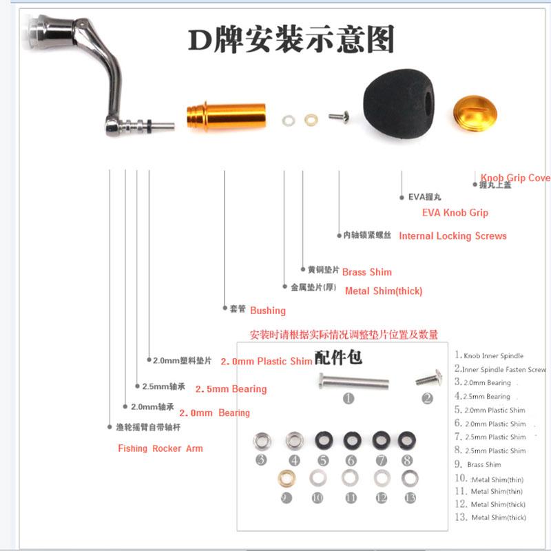 2xReel Fishing Handle Ball Knob Replacement Handle For   Reels Gold