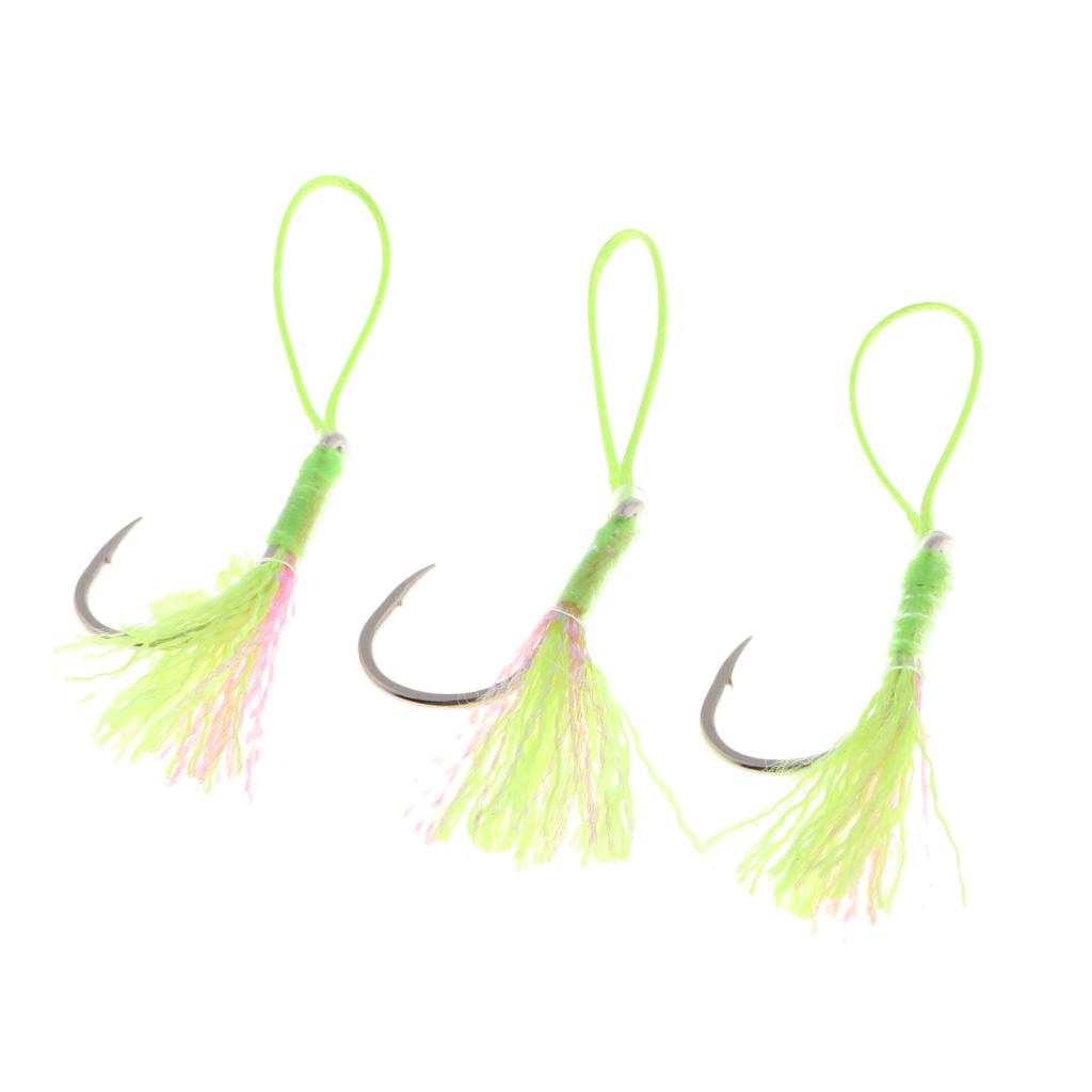3Pcs Fishing Assist Hooks Carbon Steel Jigging Assist Fishing Hooks 1-0