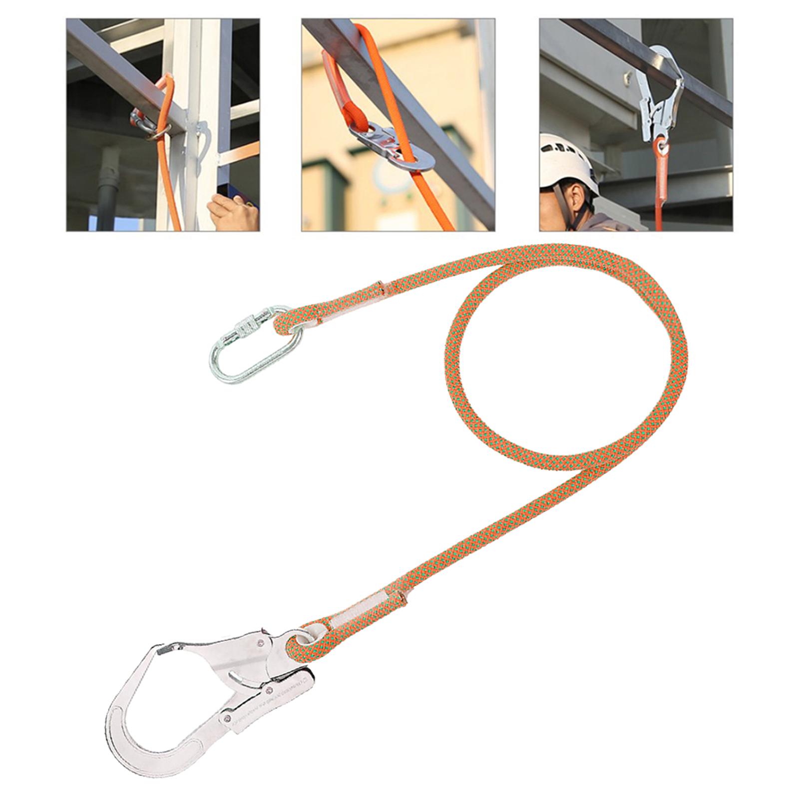 Safety Outdoor Fall Protection Rope With Snap Hooks, Carabineer 1.6m-Single rope Small buckle