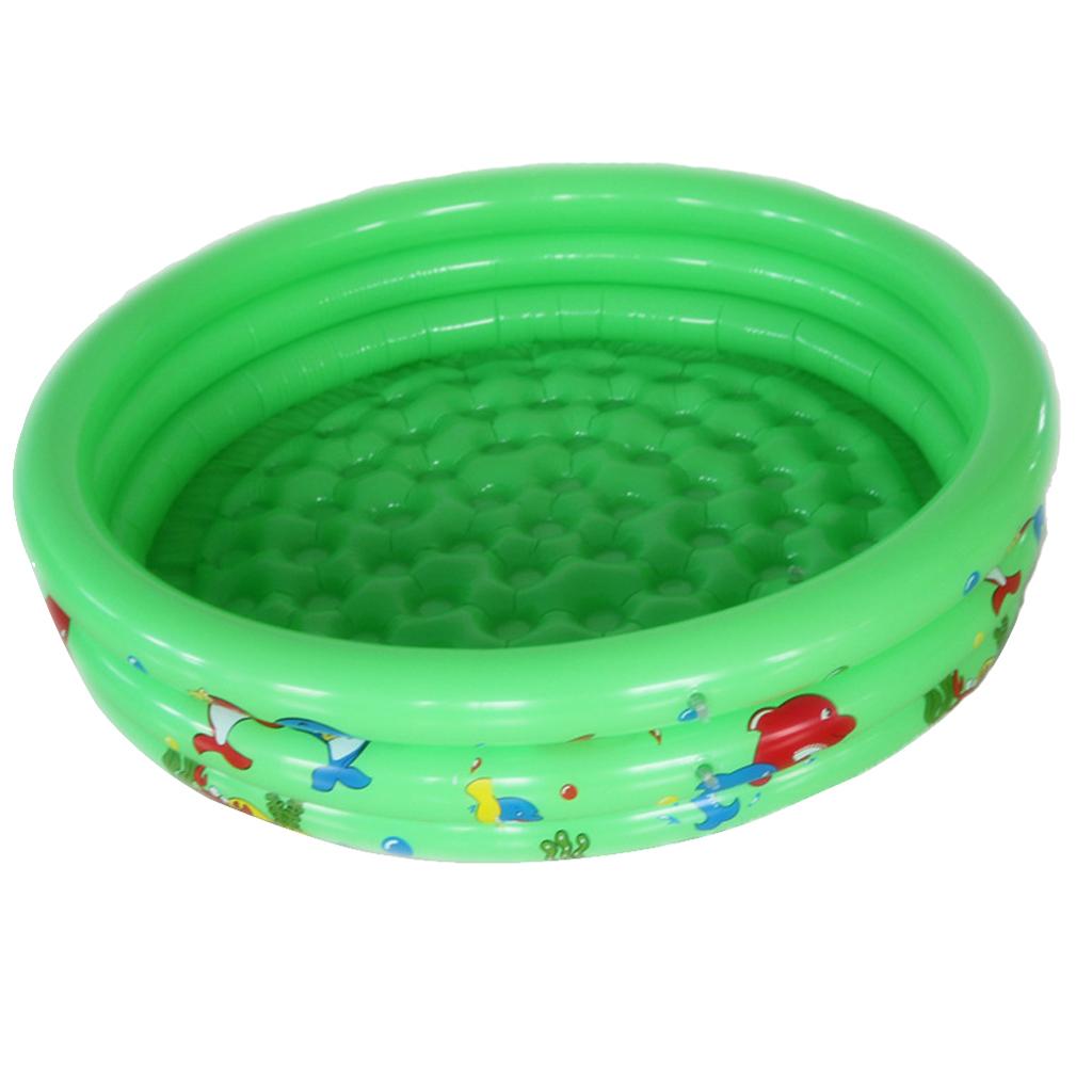 Inflatable Triple Ring Children's Swimming Pool 35x10inch green