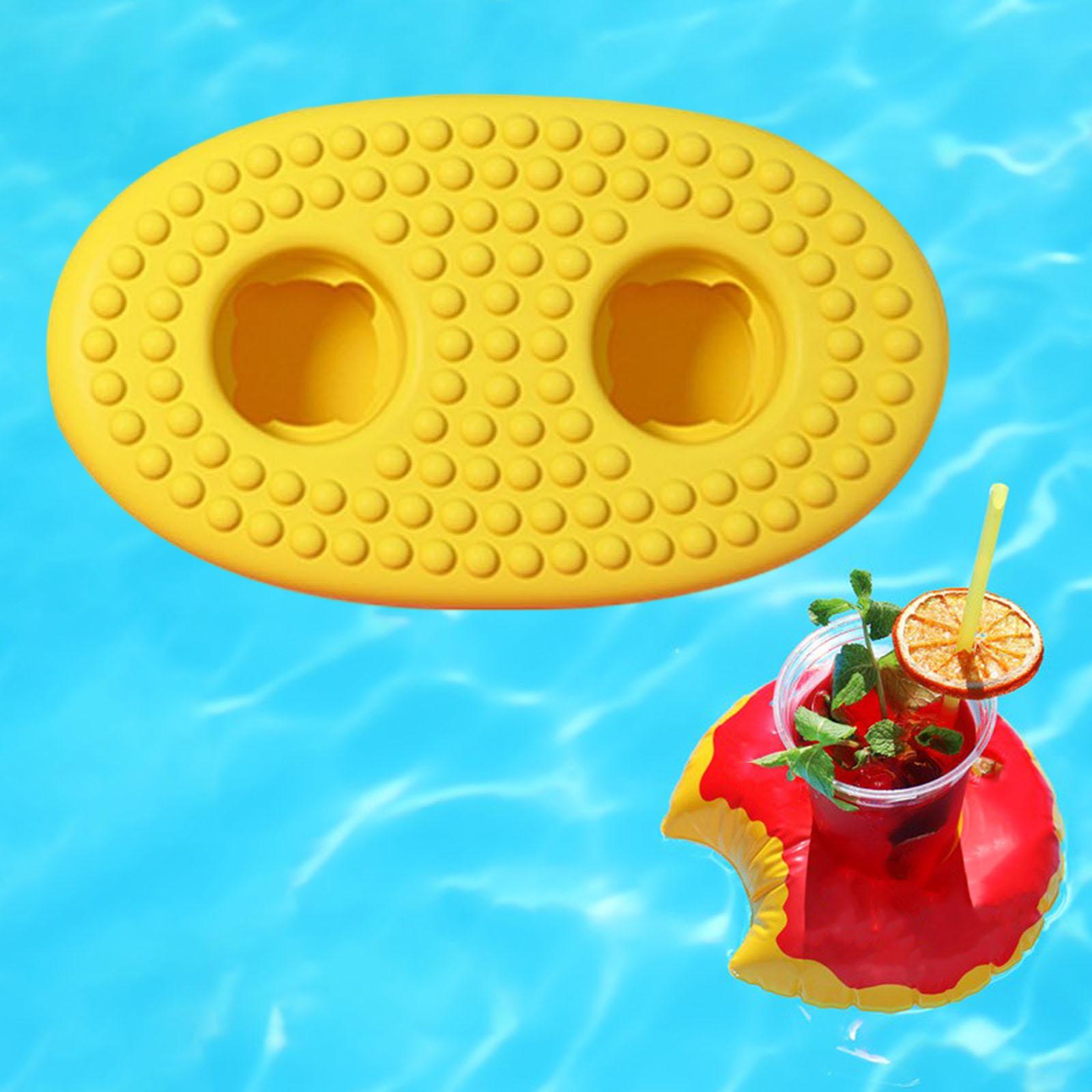 Inflatable Float Cup Pad for Swimming Pool Beverage Bottle Beach yellow