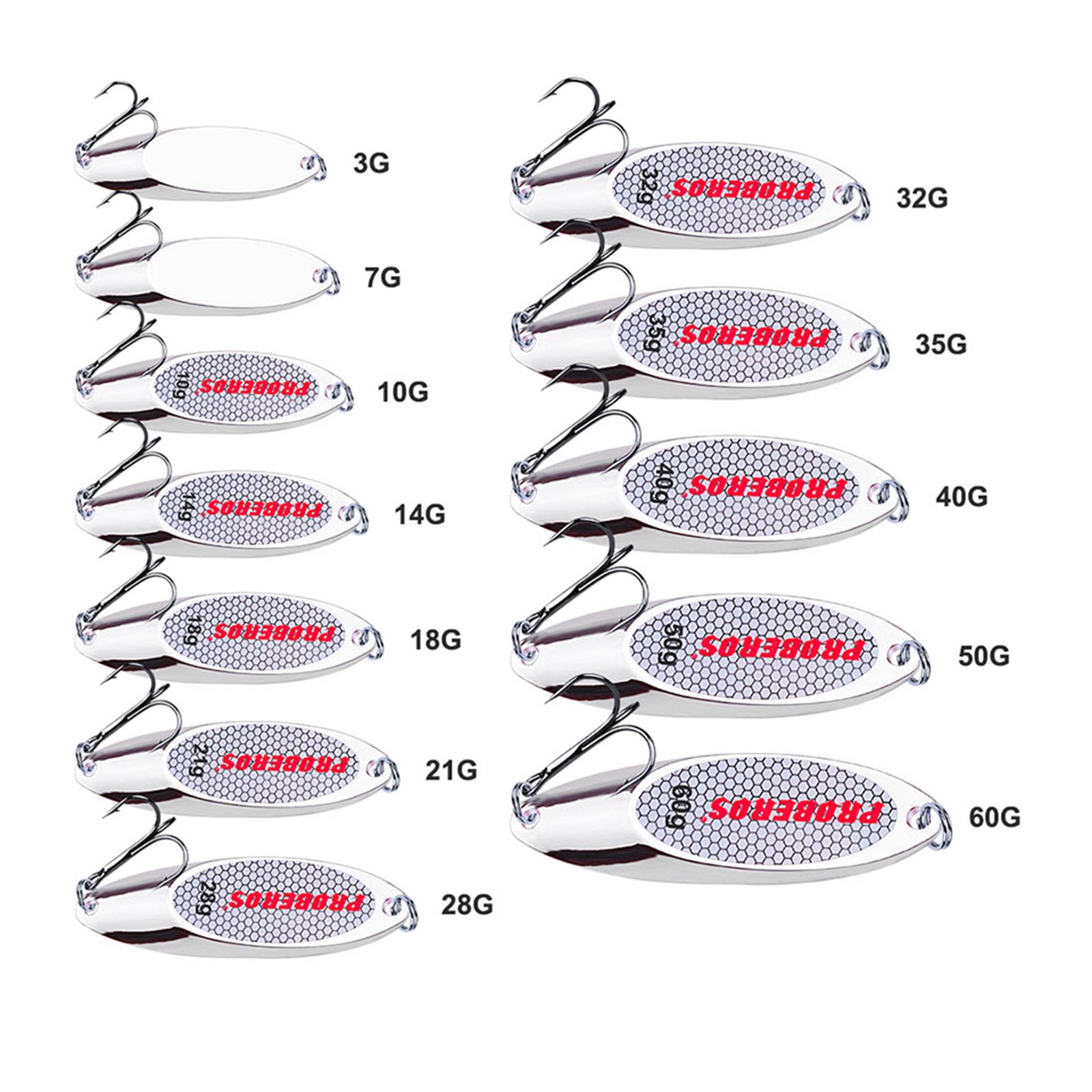2x5x Fishing Spoons Vertical Hard Spinnerbaits Bass Baits Freshwater Saltwater Silver 10g
