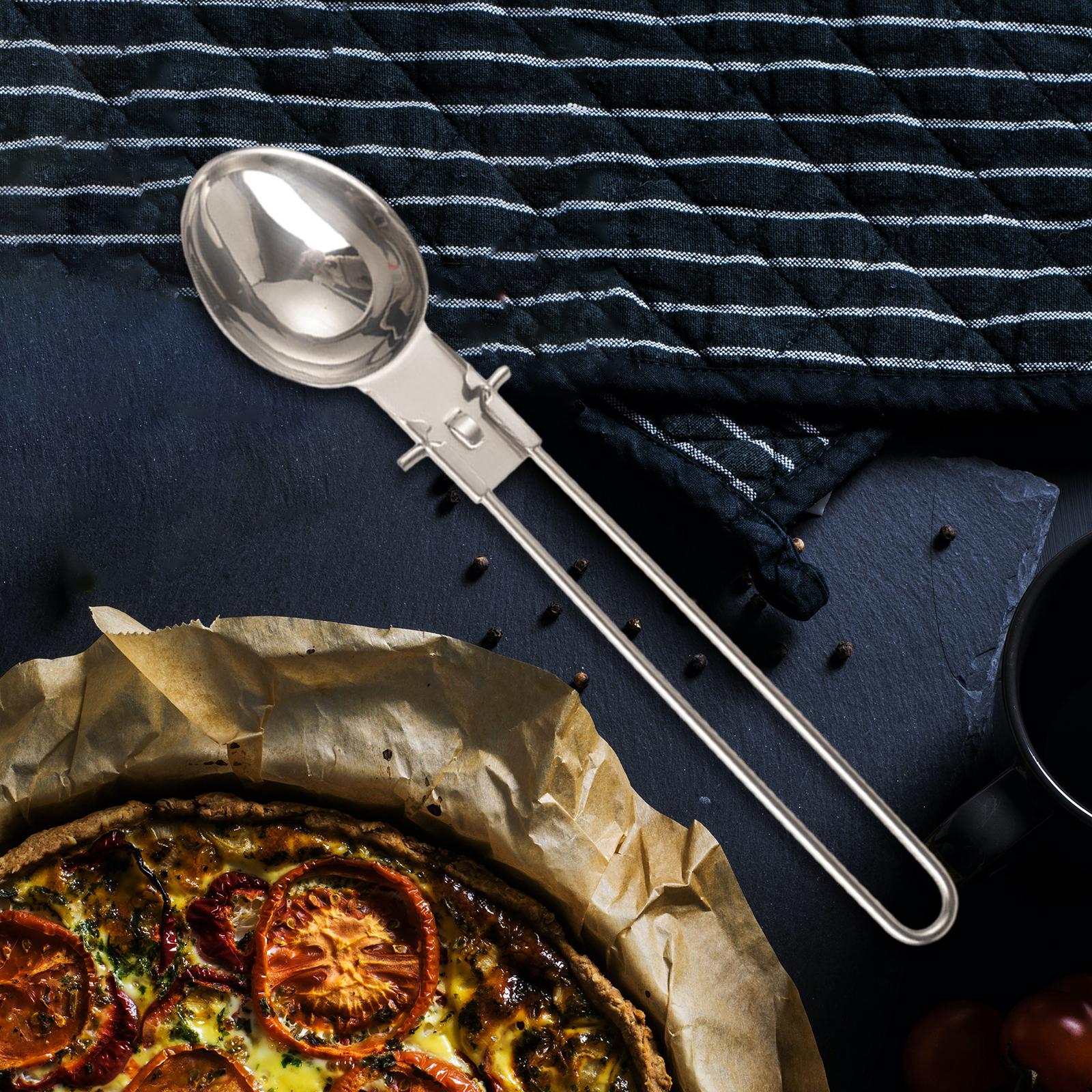 Camping Kitchen Utensil Food Turner Spatula Foldable Handle Picnic Tableware Spoon