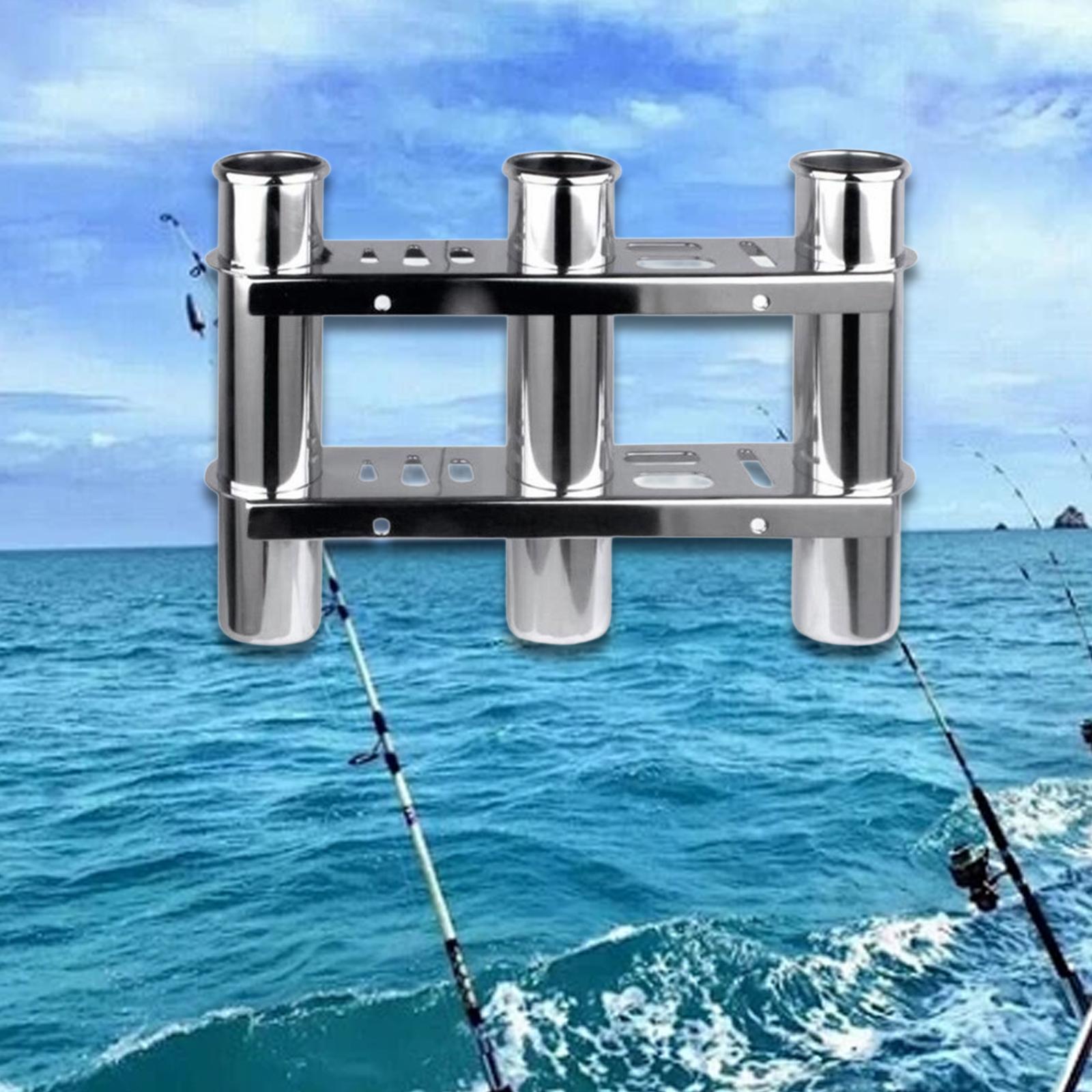 Fishing Rod Holder Stainless Steel Space Saving Freshwater Saltwater Bracket 3 Tube