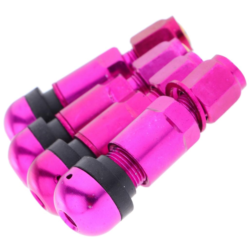 4 Pcs Car Tubeless Wheel Dust Caps Tire Valve Stems Purple + Black