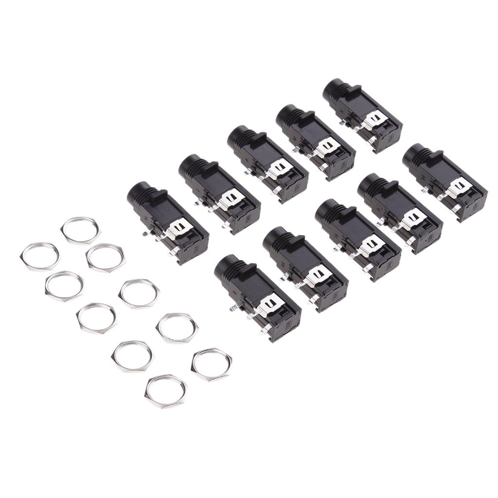 10Pieces 1/4'' 3PIN 6.35 mm Stereo Audio Microphone Female Socket Jack Connector