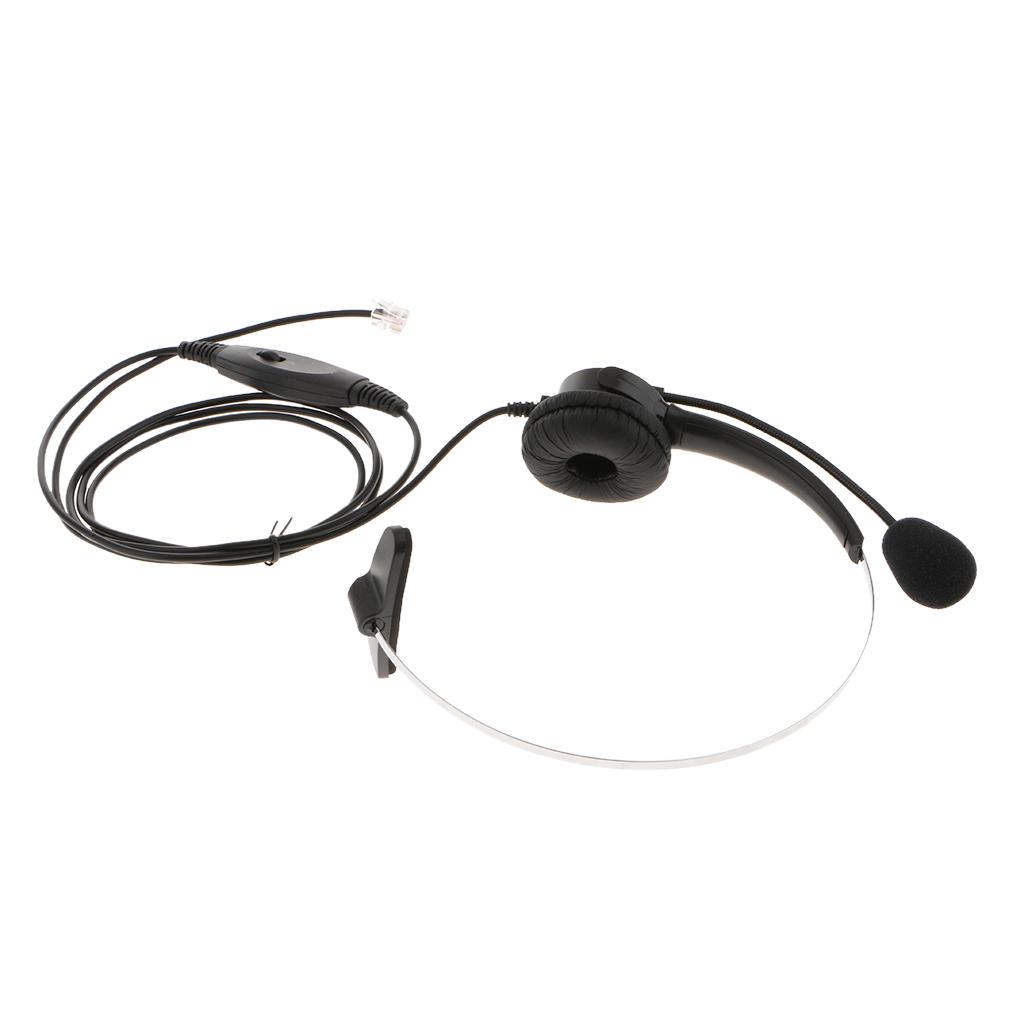 Professional Telephone Headset Clear Voice Noise Cancellation Customer Service Wired Head-Mounted RJ9 Headphone Jack with Volume Mute for Call Center