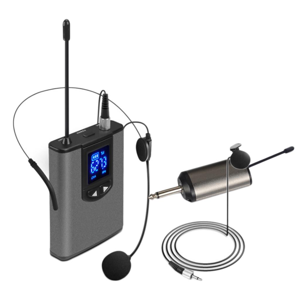 Wireless Headset Microphone/Lavalier Lapel Mic with Bodypack Transmitter