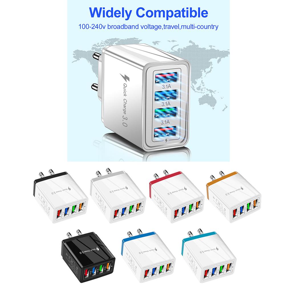 USB Hub Wall Charger Power Adapter US Plug Charging Block Black