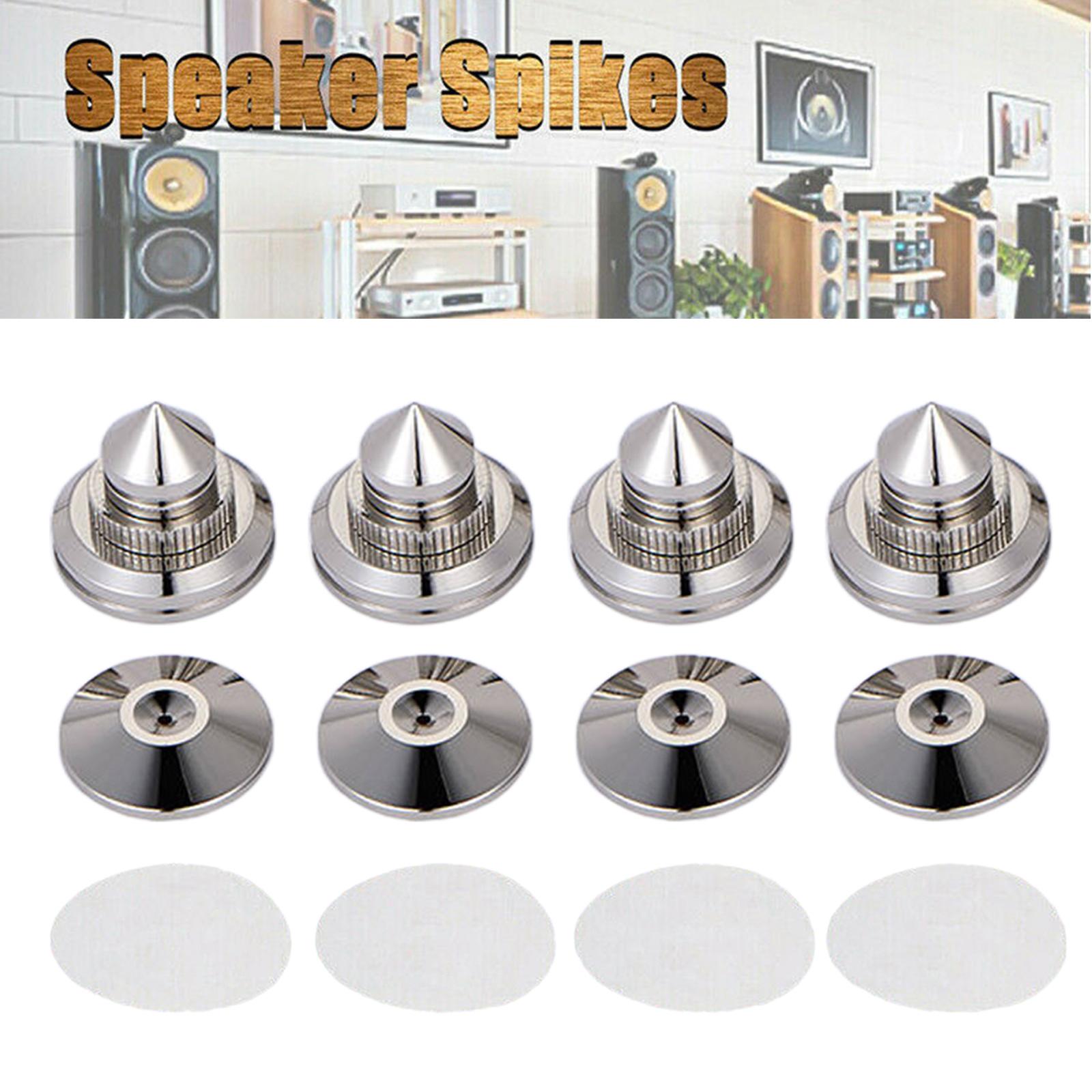 4PCS Speakers Stand Spikes Loudspeaker Box Nails Pads Alloy Silver