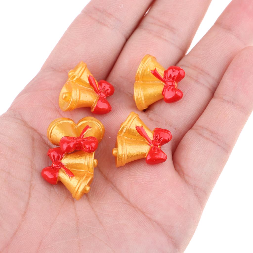20 Pieces Dollhouse Miniature Yellow Red Small Bells Christmas Party Ornaments