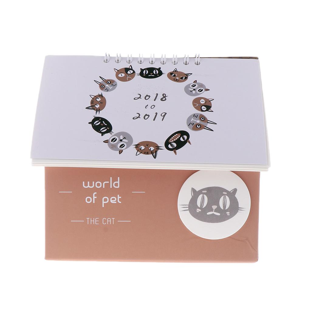 Desk Storage Box Organizer Stationery Box & Desktop Calendar Cat